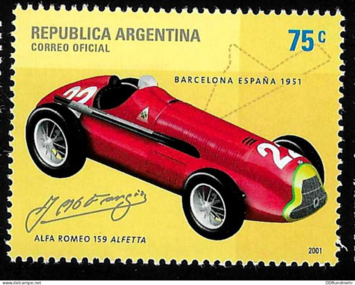 2001 Alfa Romeo Michel AR 2682 Stamp Number AR 2162a Yvert Et Tellier AR 2264 Stanley Gibbons AR 2857 Xx MNH - Unused Stamps
