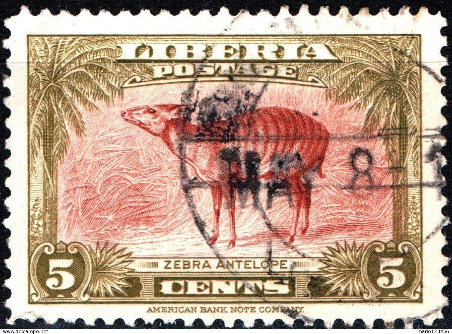 LIBERIA, FAUNA, ANIMALI, 1942, USATI Scott:LR 287, Yt:LR 261 - Liberia