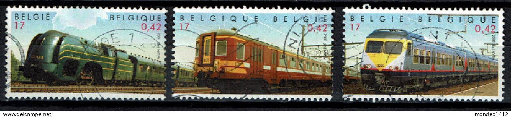 België OBP 2993/2995 - Train Anniversary National Railway, Treinen - Used Stamps