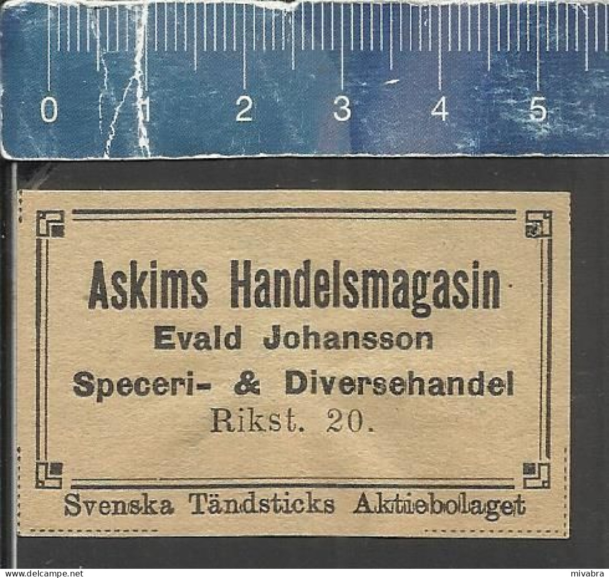 ASKIMS HANDELSMAGAZIN  EVALD JOHANSSON -  OLD VINTAGE ADVERTISING MATCHBOX LABEL MADE IN SWEDEN SVENSKA TÄNDSTICKS A B - Boites D'allumettes - Etiquettes