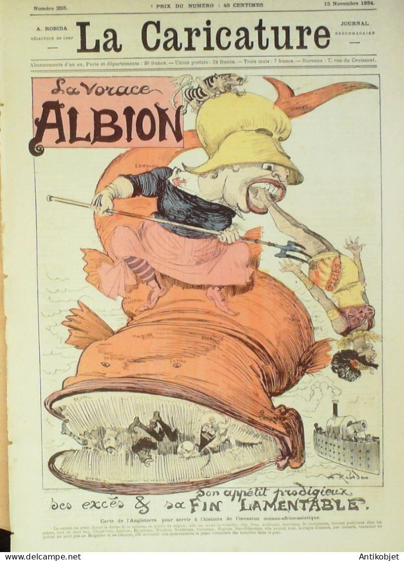 La Caricature 1884 N°255 La Vorace Albion Robida Armée Anglaise Prise De Londres - Revistas - Antes 1900