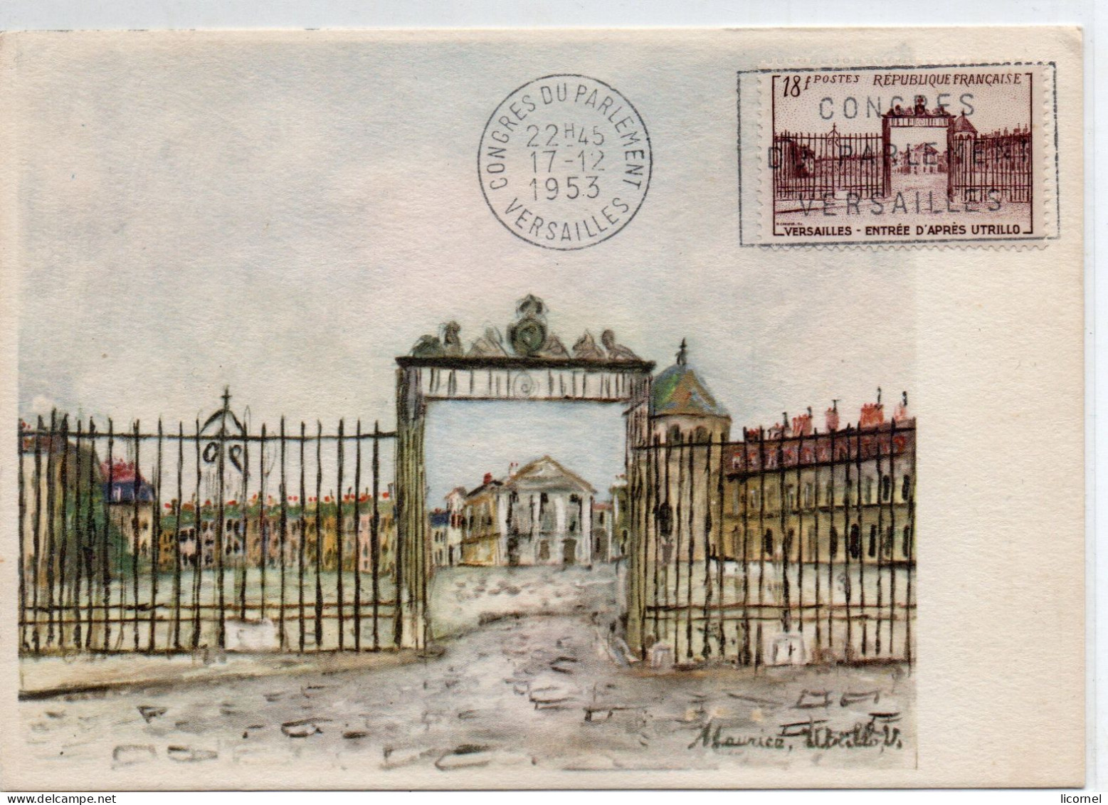 Carte Maxi 1953 : VERSAILLES Entree D Apres UTRILLO - 1950-1959