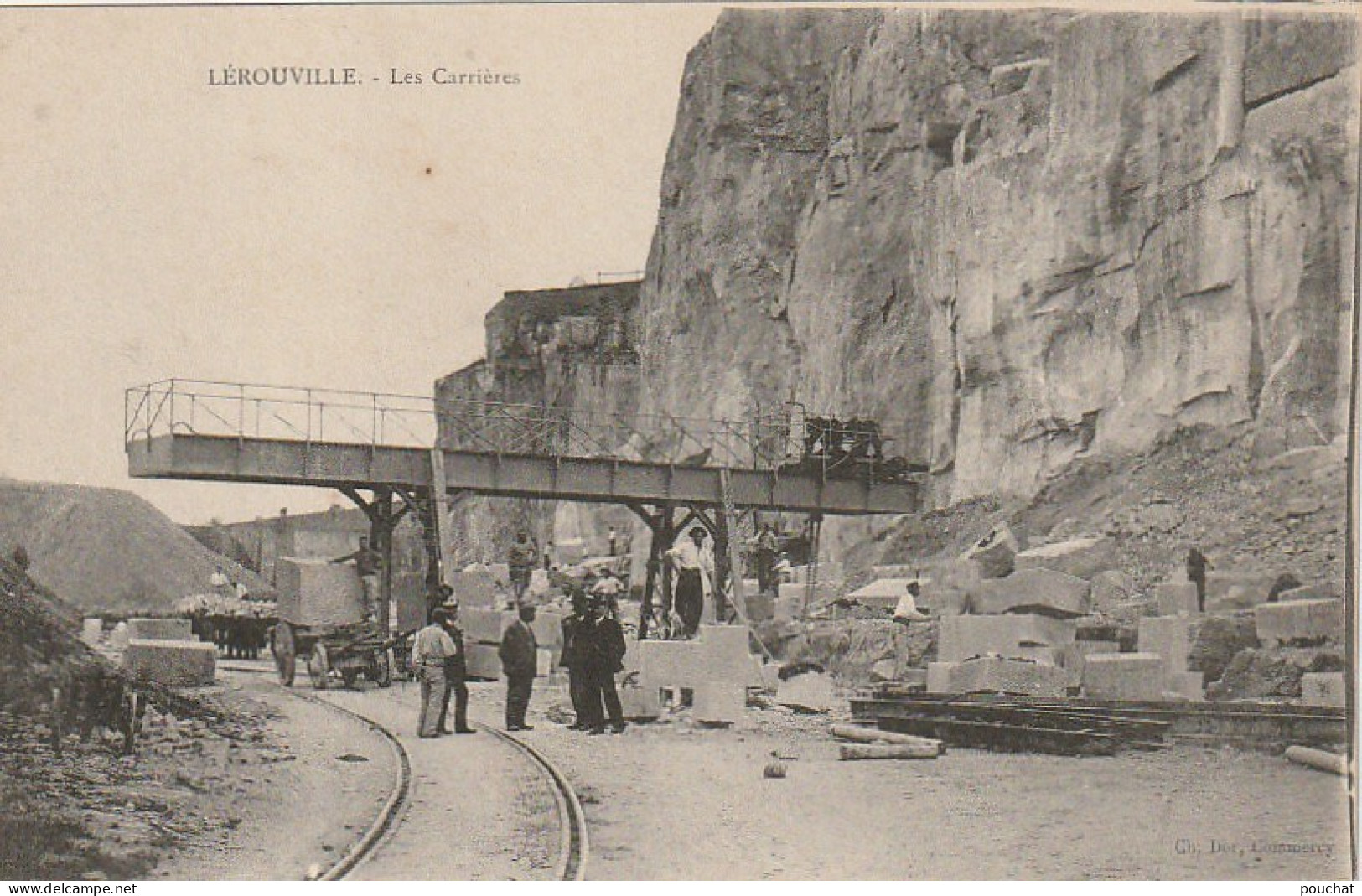 FI 12 -(55) LEROUVILLE  -  LES CARRIERES - ANIMATION  -  OUVRIERS - TOMBEREAU  ET CHARRETTE  -  2 SCANS - Lerouville