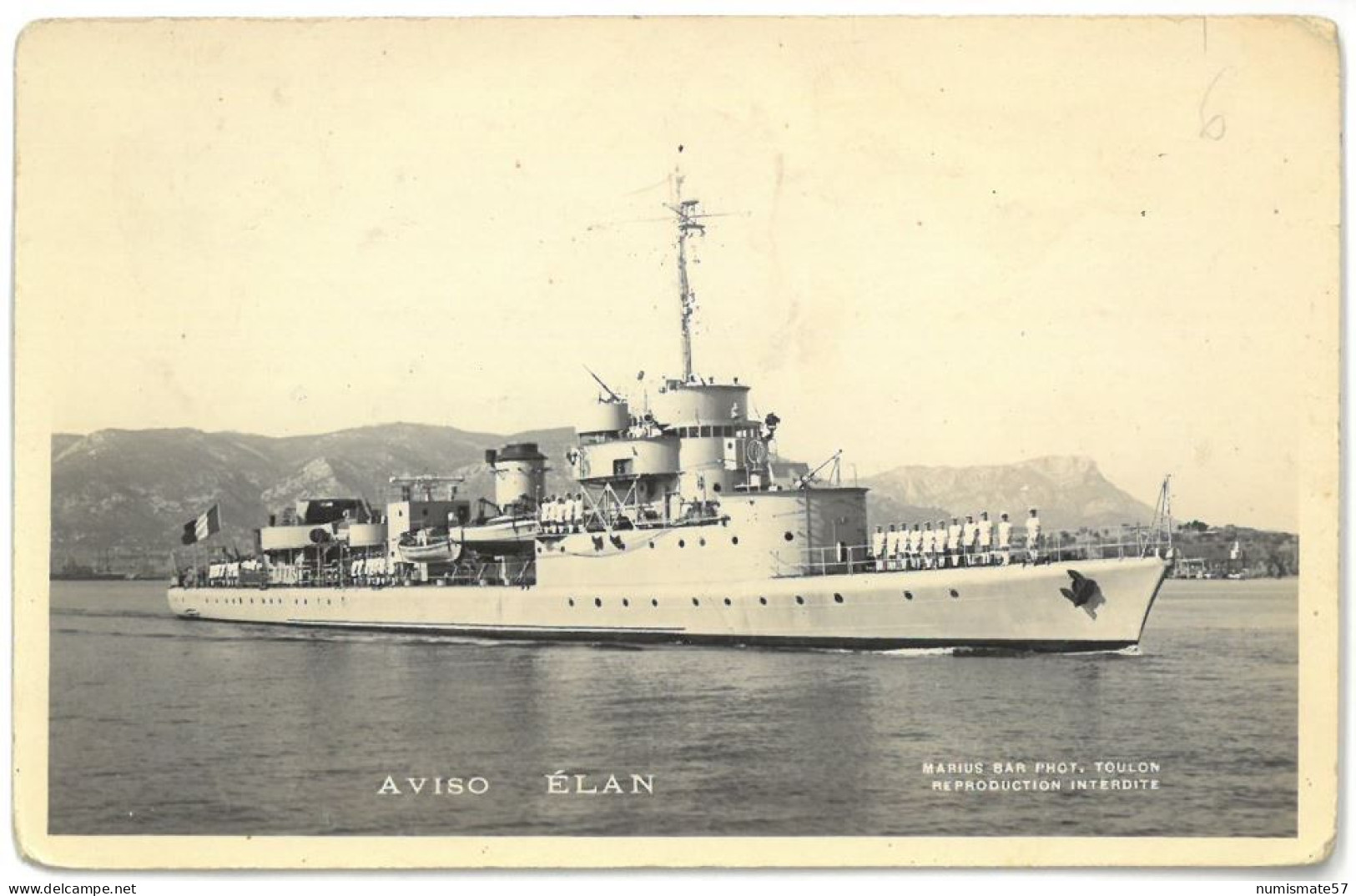 Carte-Photo AVISO ELAN - Ed. Marius Bar , Toulon - Warships