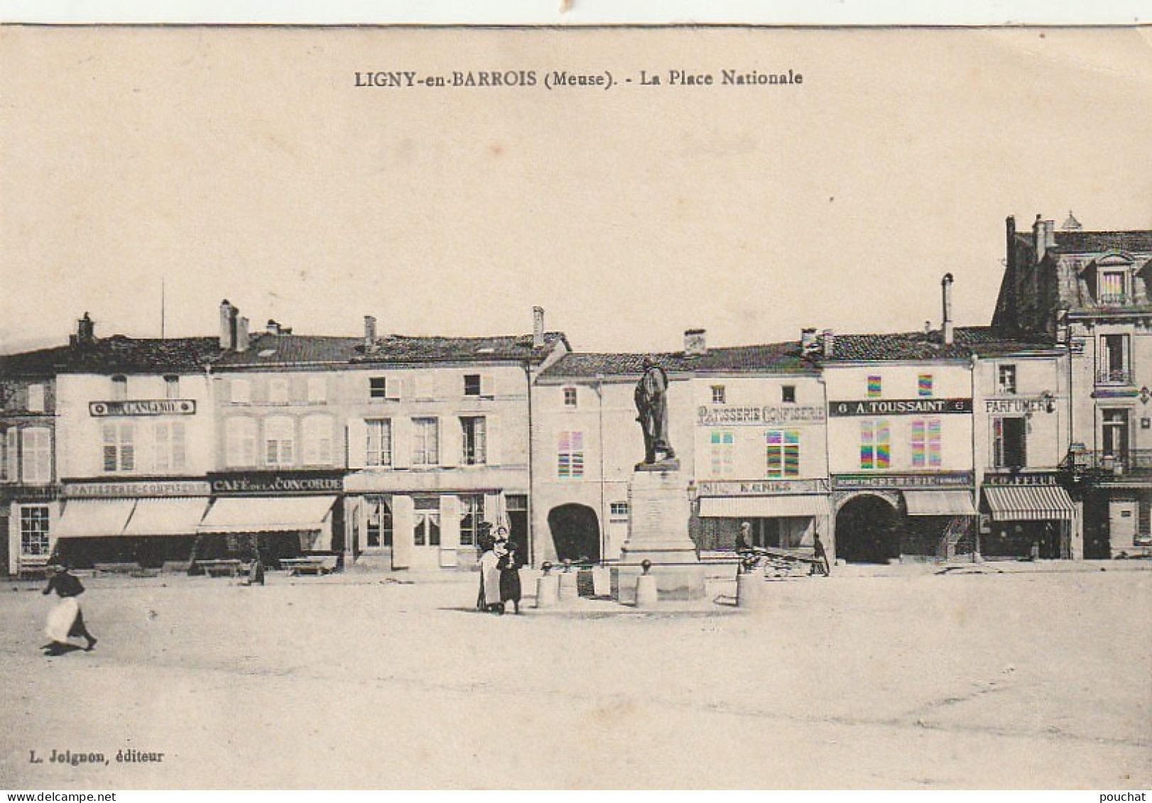 FI 13 -(55) LIGNY EN BARROIS  - LA PLACE NATIONALE  - ANIMATION - COMMERCES : CAFE DE LA CONCORDE , PATISSERIE ... - Ligny En Barrois