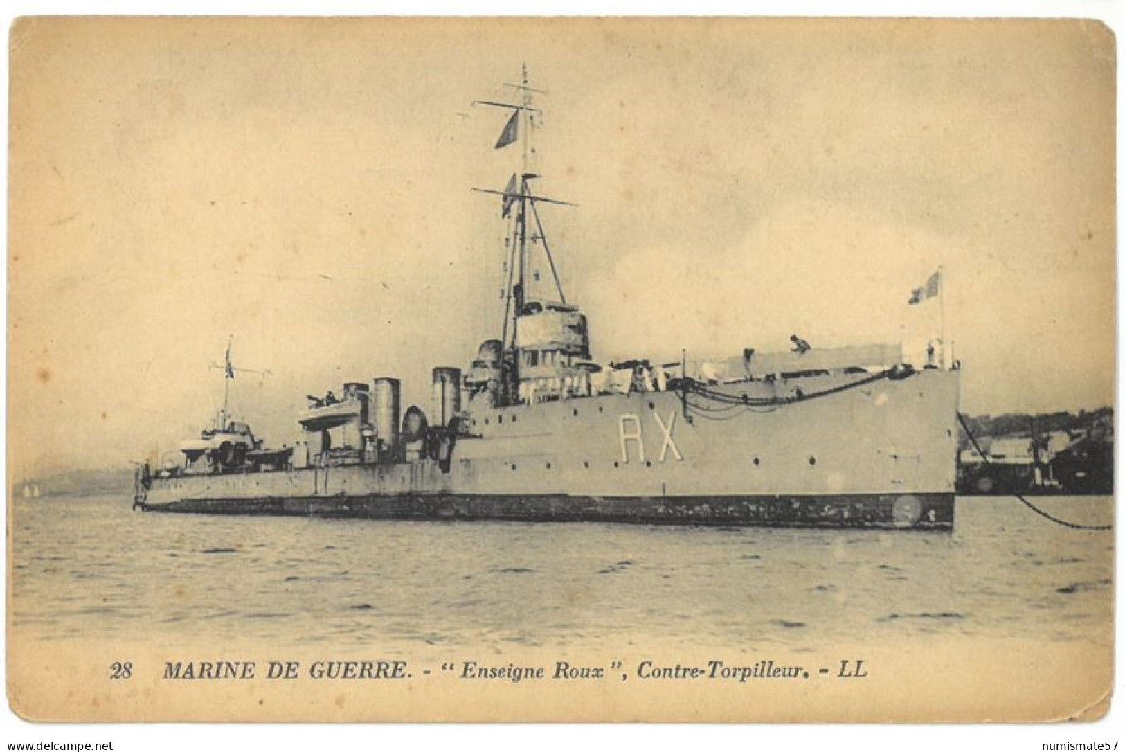 CPA MARINE DE GUERRE - ENSEIGNE ROUX - Contre-Torpilleur - Ed LL N°28 - Warships