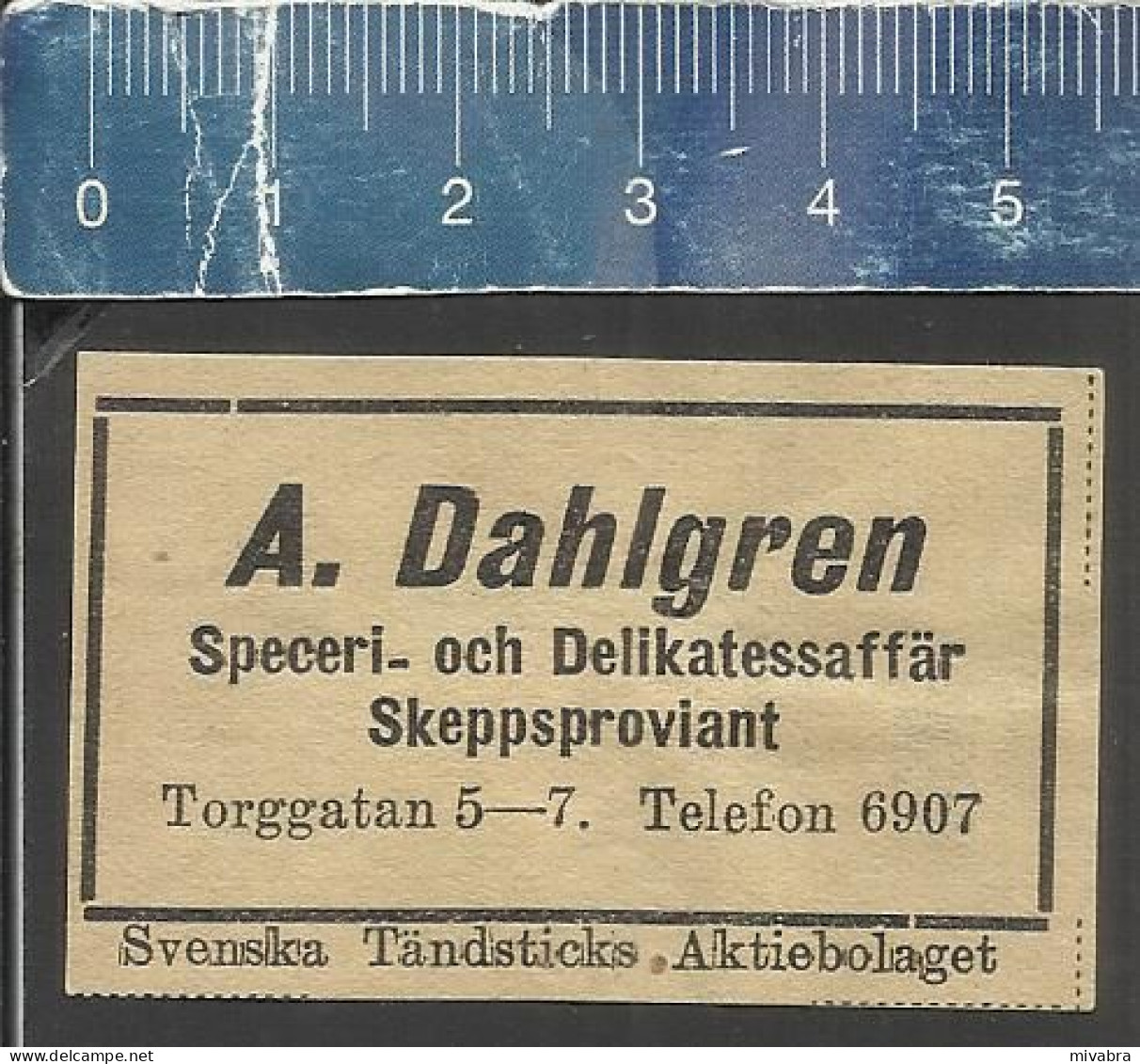 A. DAHLGREN SKEPPSPROVIANT -  OLD VINTAGE ADVERTISING MATCHBOX LABEL MADE IN SWEDEN SVENSKA TÄNDSTICKS A B - Luciferdozen - Etiketten