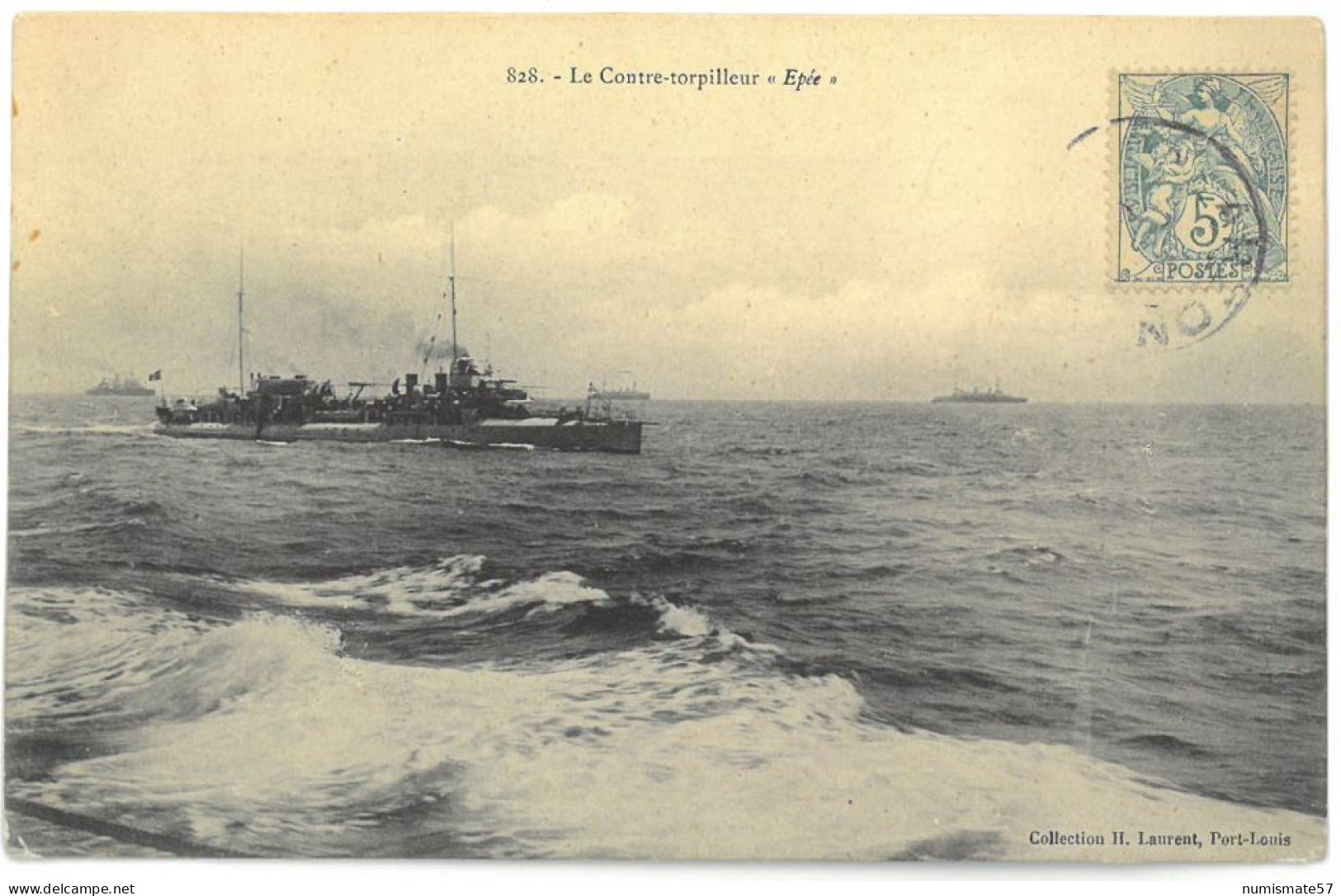 CPA Le Contre-Torpilleur EPEE - Collection H. Laurent , Port-Louis N°828 - Warships