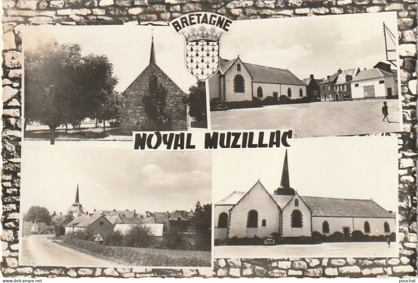 FI 16 -(56) NOYAL MUZILLAC - CARTE MULTIVUES : PLACE DE L' EGLISE , CHAPELLE BENGUE - 2 SCANS - Andere & Zonder Classificatie