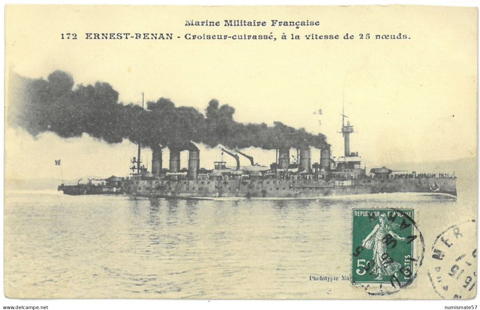 CPA Marine Militaire Française - ERNEST RENAN - Croiseur Cuirassé - Année 1909 - Krieg