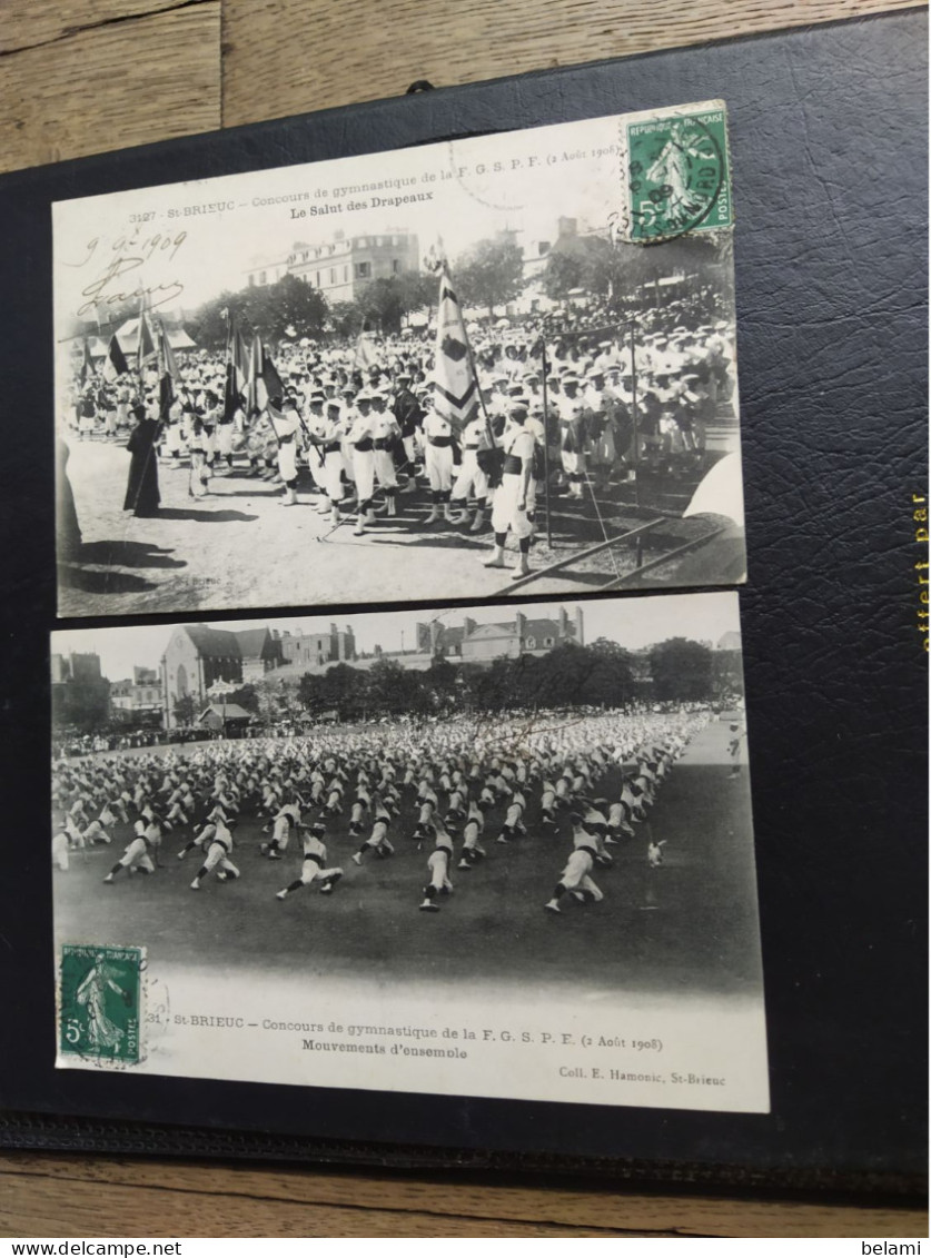 Cpa  ***  Saint Brieuc  ** Lot De 2 Cpa    Concours De Gymnastique    De La F.G .S .P .    1908 - Saint-Brieuc