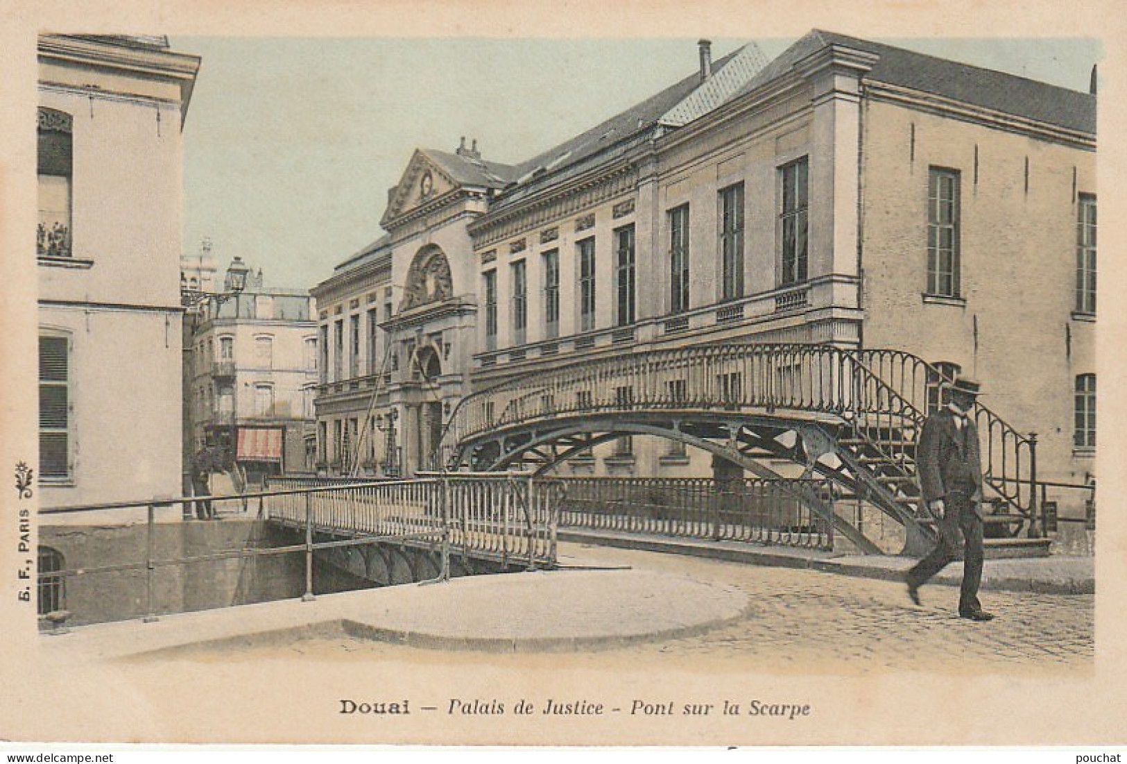 FI 24 -(59) DOUAI  -  PALAIS DE JUSTICE - PONT SUR LA SCARPE  - CARTE COLORISEE  -  2 SCANS - Douai