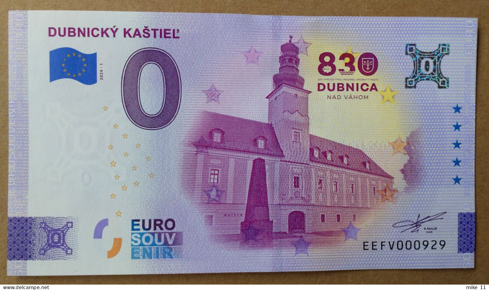 0 Euro Souvenir DUBNICKY KASTIEL Slovakia EEFV 2024-1 Nr. 929 - Sonstige – Europa