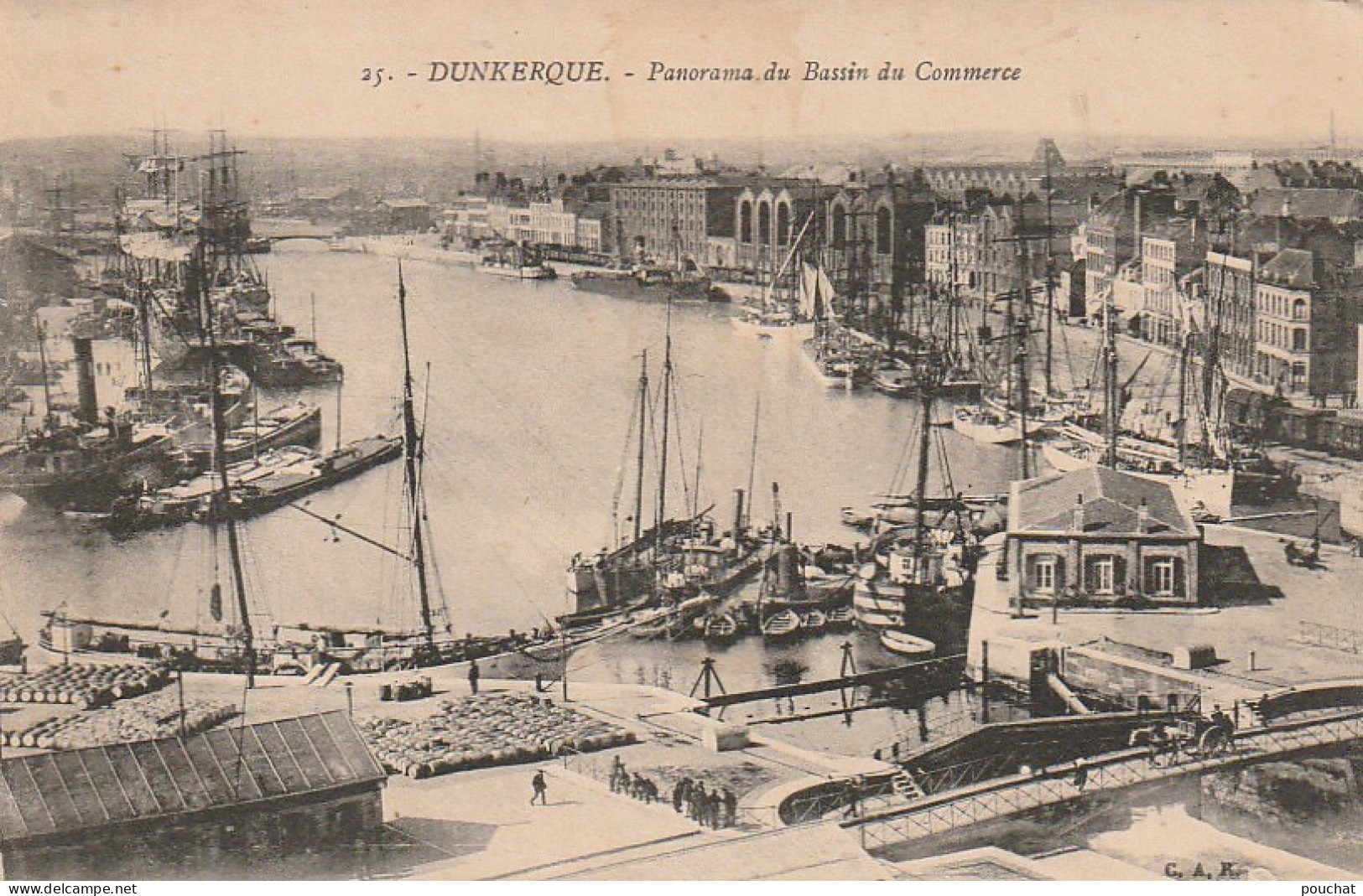 FI 25 -(59) DUNKERQUE  -  PANORAMA DU BASSIN DU COMMERCE  - 2 SCANS - Dunkerque