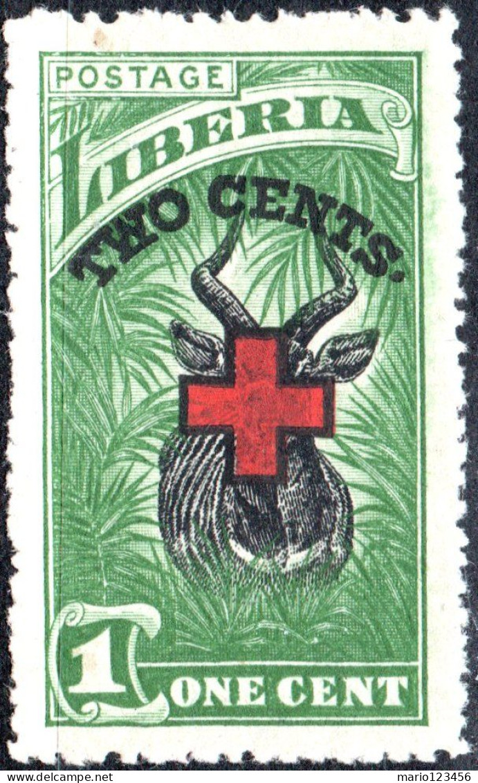 LIBERIA, FAUNA, ANIMALI, CROCE ROSSA, RED CROSS, 1918, NUOVI (MNH**) Scott:LR B3, Yt:LR 153 - Liberia