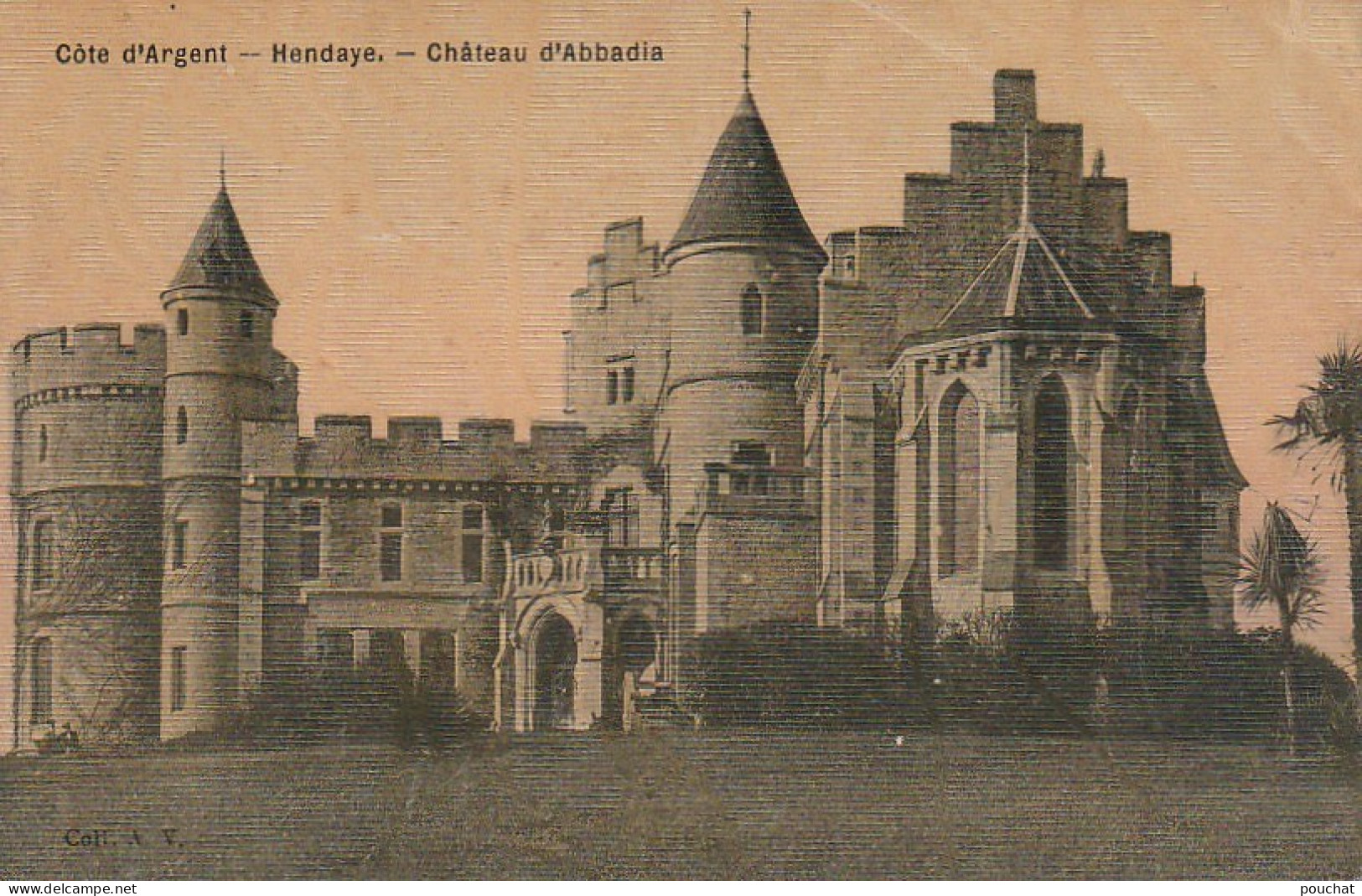 GU 26 -(64) HENDAYE  -   CHATEAU D'ABBADIA  - CARTE TOILEE  COLORISEE -  2 SCANS - Hendaye