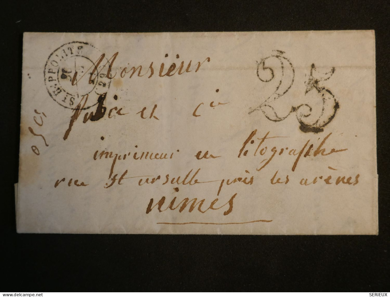 DN15   FRANCE   LETTRE  1841 STE HIPOLITE A NIMES +TAXE 25  + AFF. INTERESSANT++ - 1801-1848: Vorläufer XIX