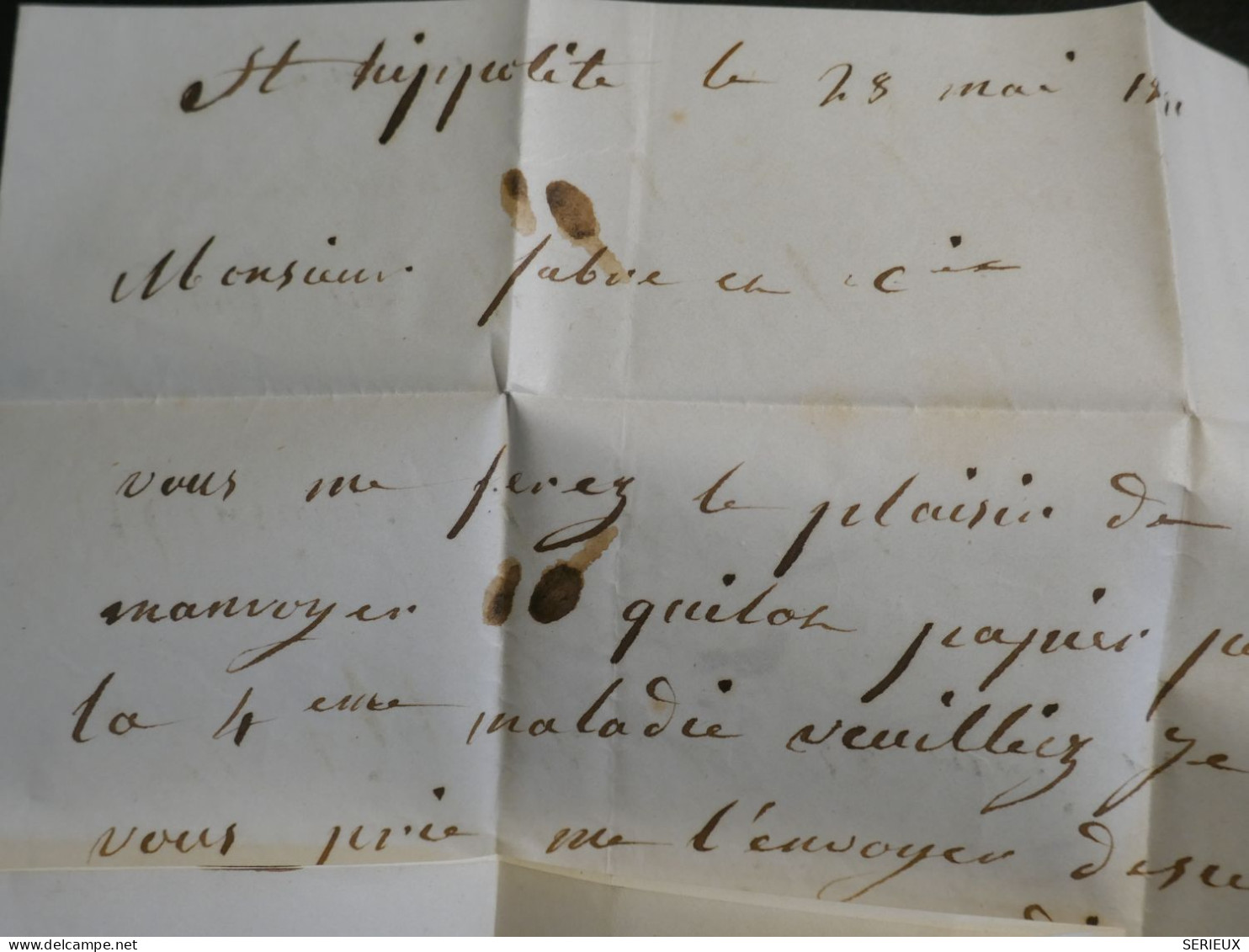 DN15   FRANCE   LETTRE  1841 STE HIPOLITE A NIMES +TAXE 25  + AFF. INTERESSANT++ - 1801-1848: Précurseurs XIX