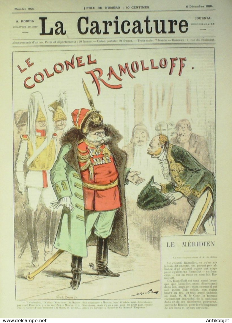 La Caricature 1884 N°258 Colonel Ramolloff Draner Pailleron Par Luque Gino Gibiers - Zeitschriften - Vor 1900