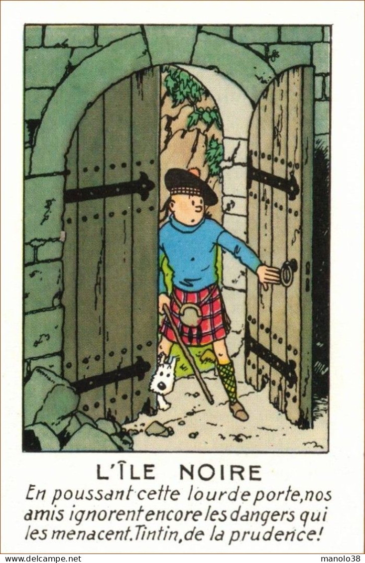 L'île Noire. Chromo Tintin. Hergé. Chromo Casterman Publicitaire édition 1976. - Albums & Catalogues