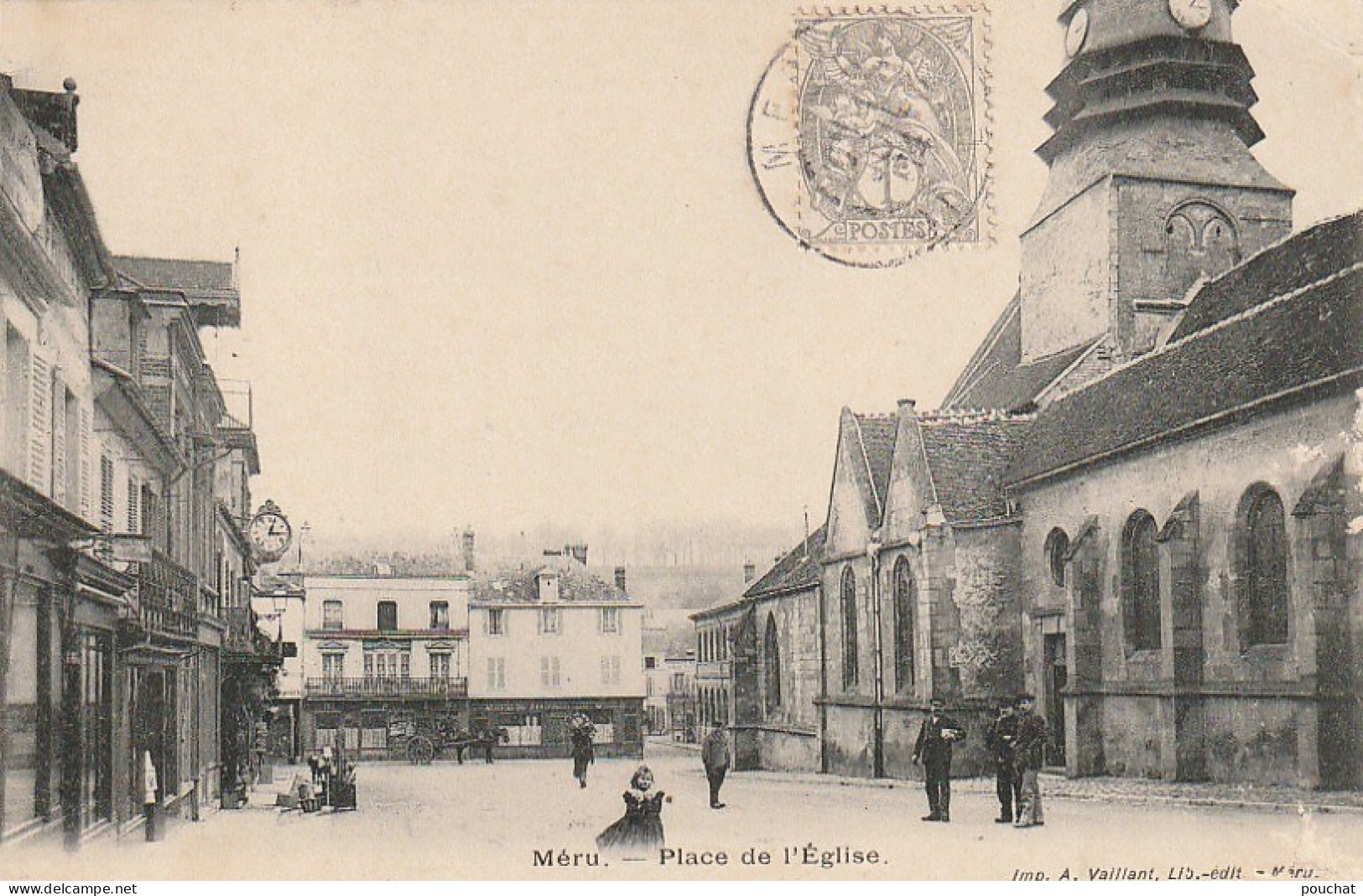 GU 2 -(60) MERU - PLACE DE L'EGLISE - COMMERCES  - ANIMATION -  2 SCANS - Meru