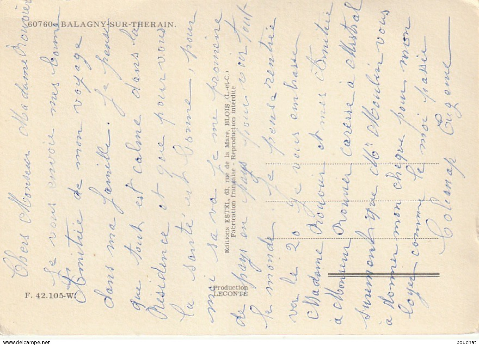 GU 3 -(60) BALAGNY SUR THERAIN  -  CARTE COULEURS  MULTIVUES -  2 SCANS - Other & Unclassified