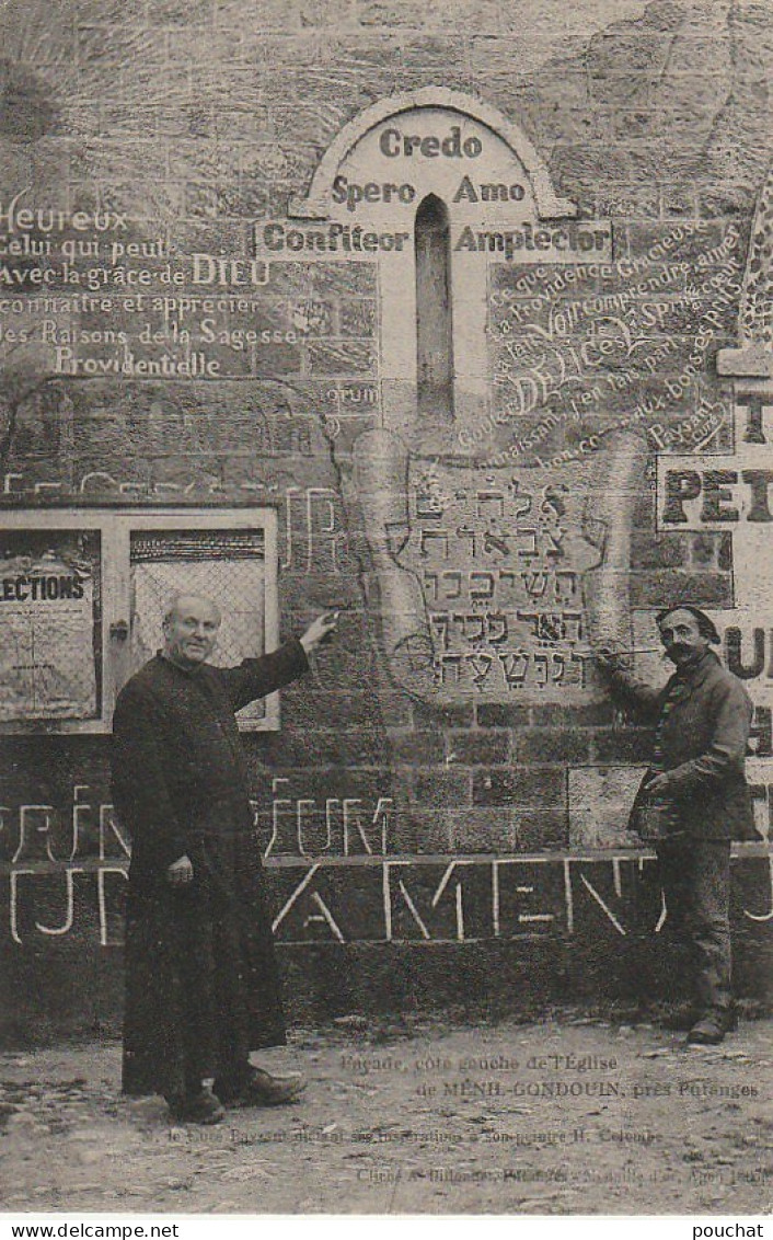 GU 4 -(61) MENIL , MESNIL GONDOUIN , PRES PUTANGES  -  FACADE , COTE GAUCHE DE L'EGLISE - LE CURE -  2 SCANS - Altri & Non Classificati