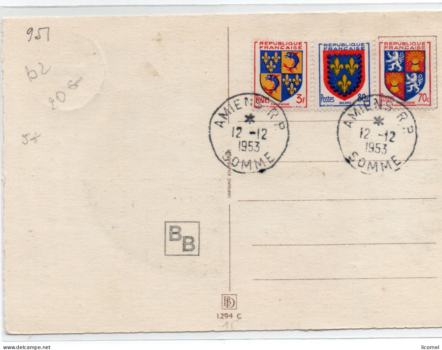 Carte Maxi1953 : Blason Picardie - 1950-1959