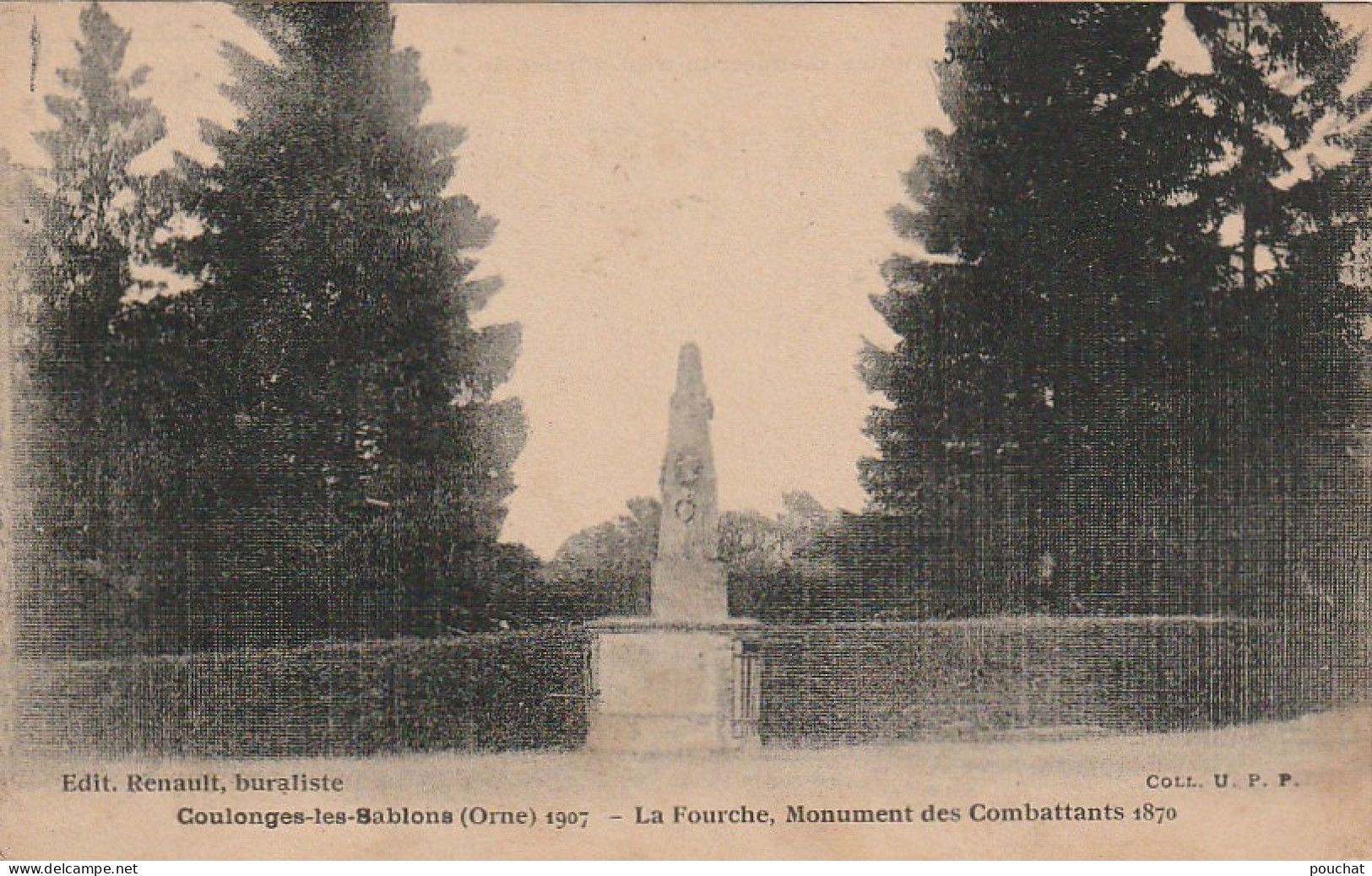 GU 6 -(61) COULONGES LES SABLONS  - LA FOURCHE , MONUMENT DES COMBATTANTS 1870 - 2 SCANS - Autres & Non Classés