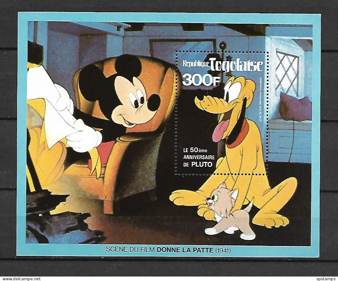 Disney Togo 1980 Mickey - Pluto MS MNH - Disney