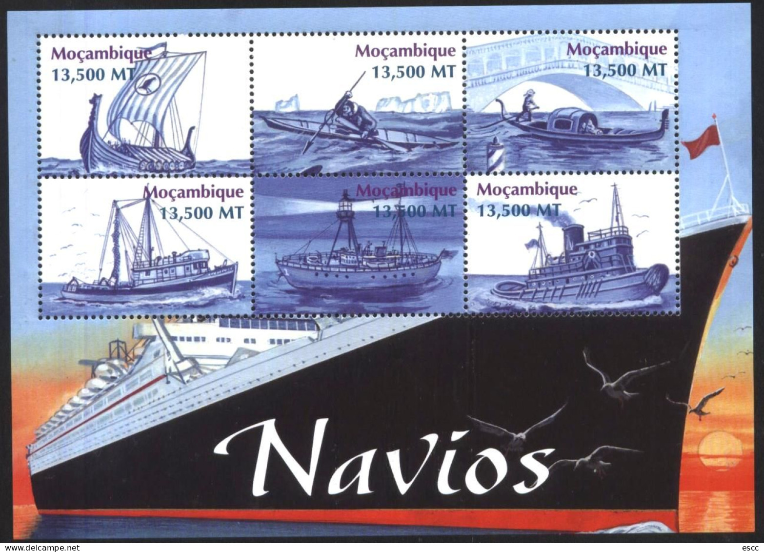 Mint Stamps In Miniature Sheet Ships Boats  2002 From Mozambique - Ships