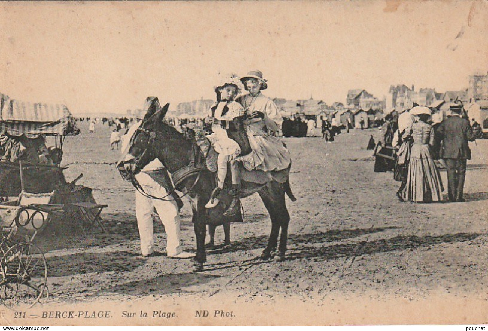 GU 8 -(62) BERCK PLAGE  - SUR LA PLAGE - PROMENADE A DOS D'ANE -  2 SCANS - Berck