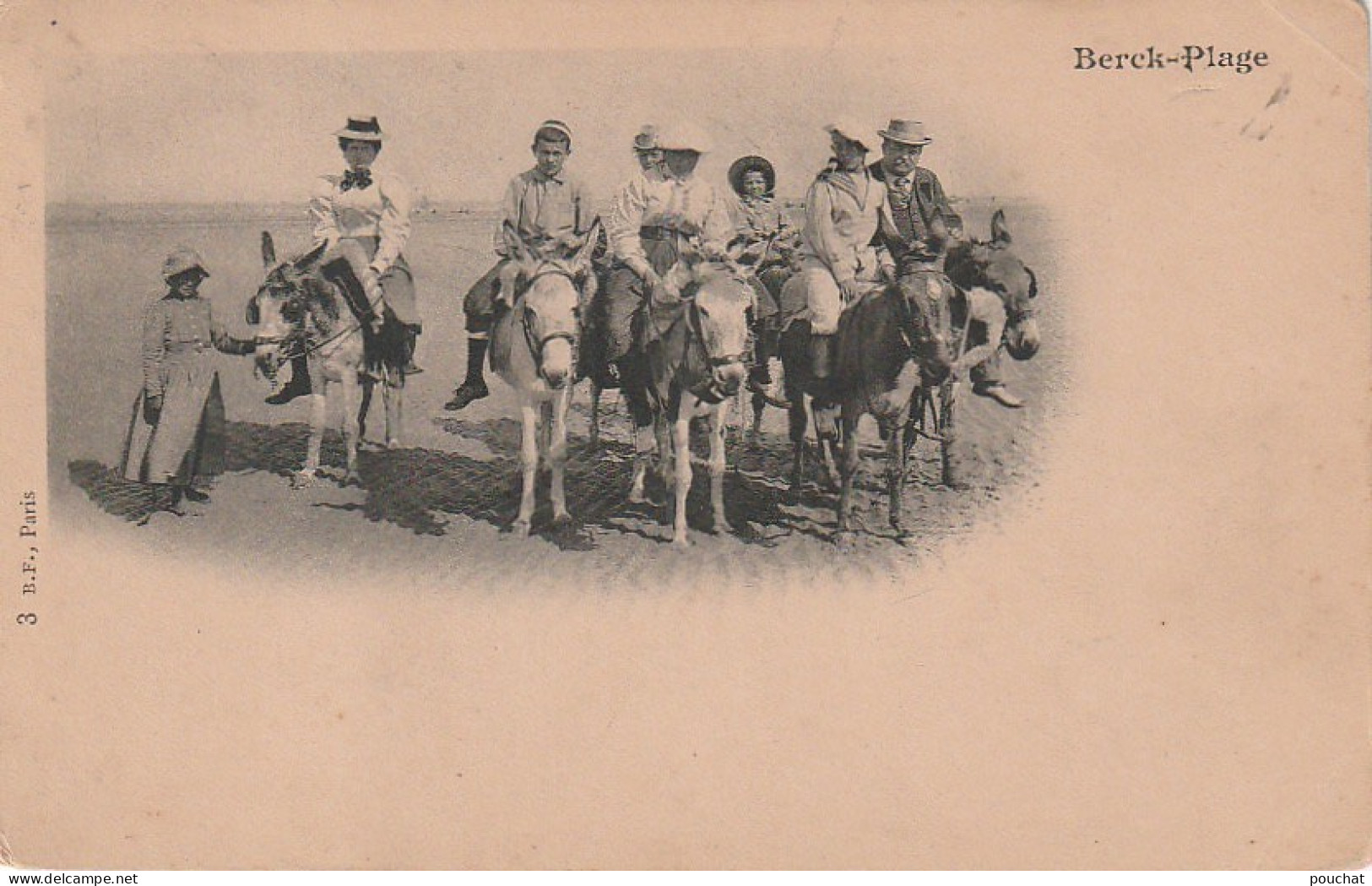 GU 8 -(62) BERCK PLAGE  - LES ANES POUR LA PROMENADE SUR LA PLAGE -  FAMILLE  A DOS D'ANES - 2 SCANS - Berck