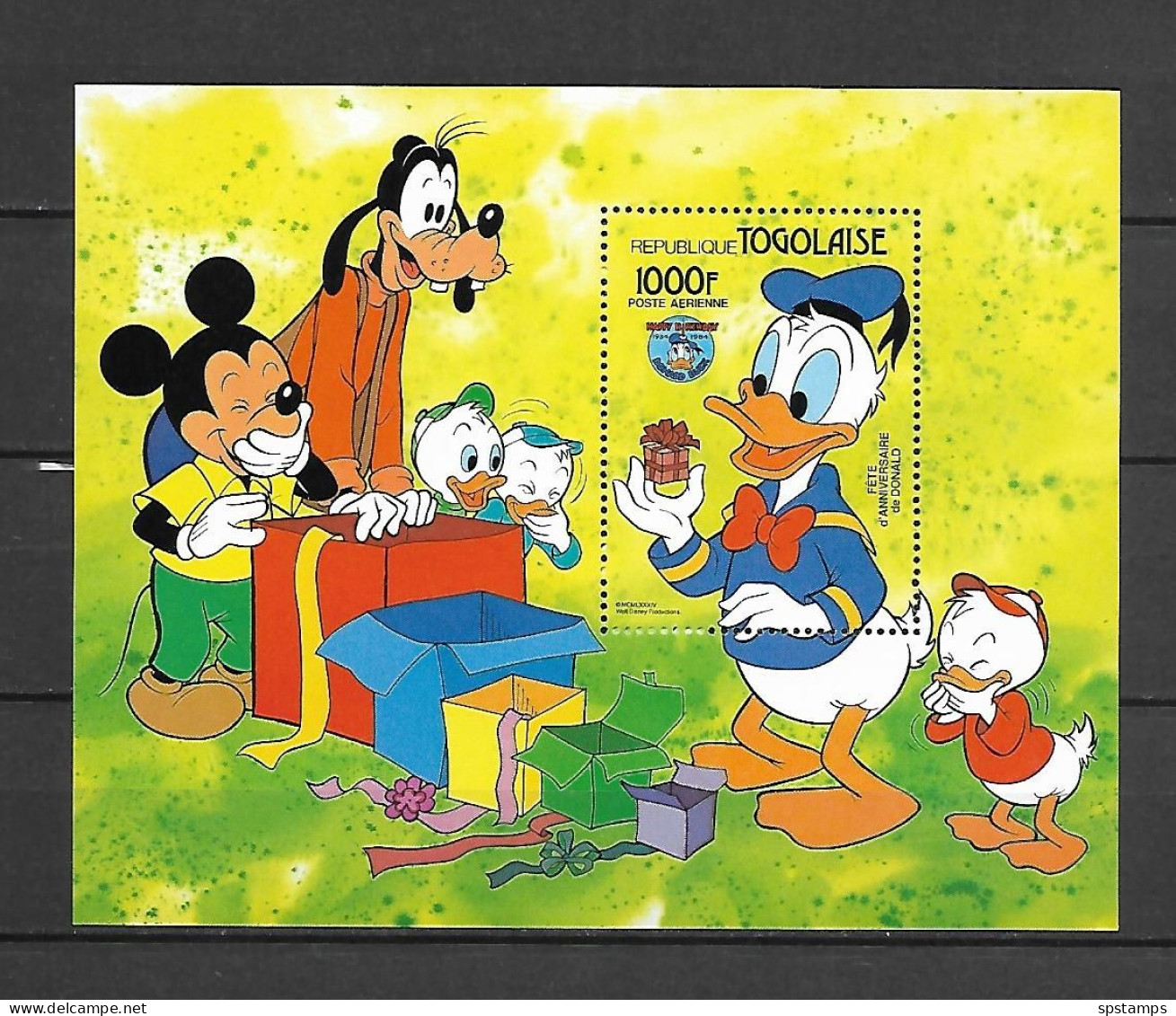 Disney Togo 1984 Donald Duck Birthday MS #2 MNH - Disney