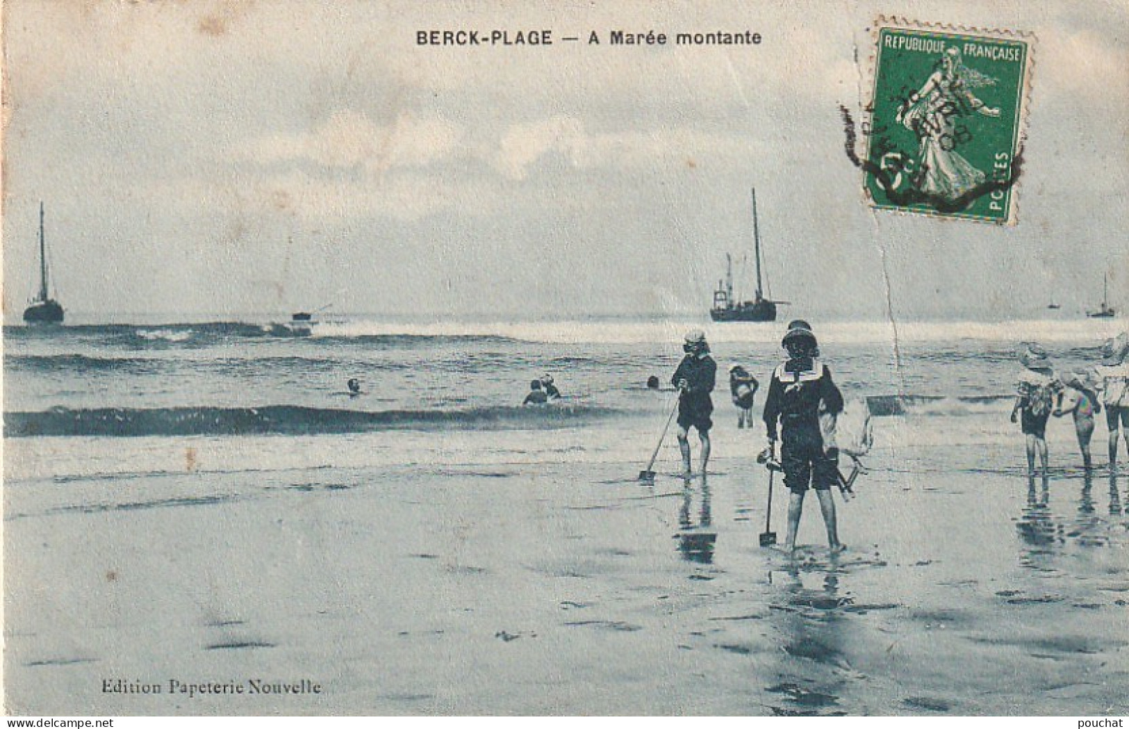 GU 8 -(62) BERCK PLAGE  -  A MAREE MONTANTE  -  BAIGNEURS  - 2 SCANS - Berck