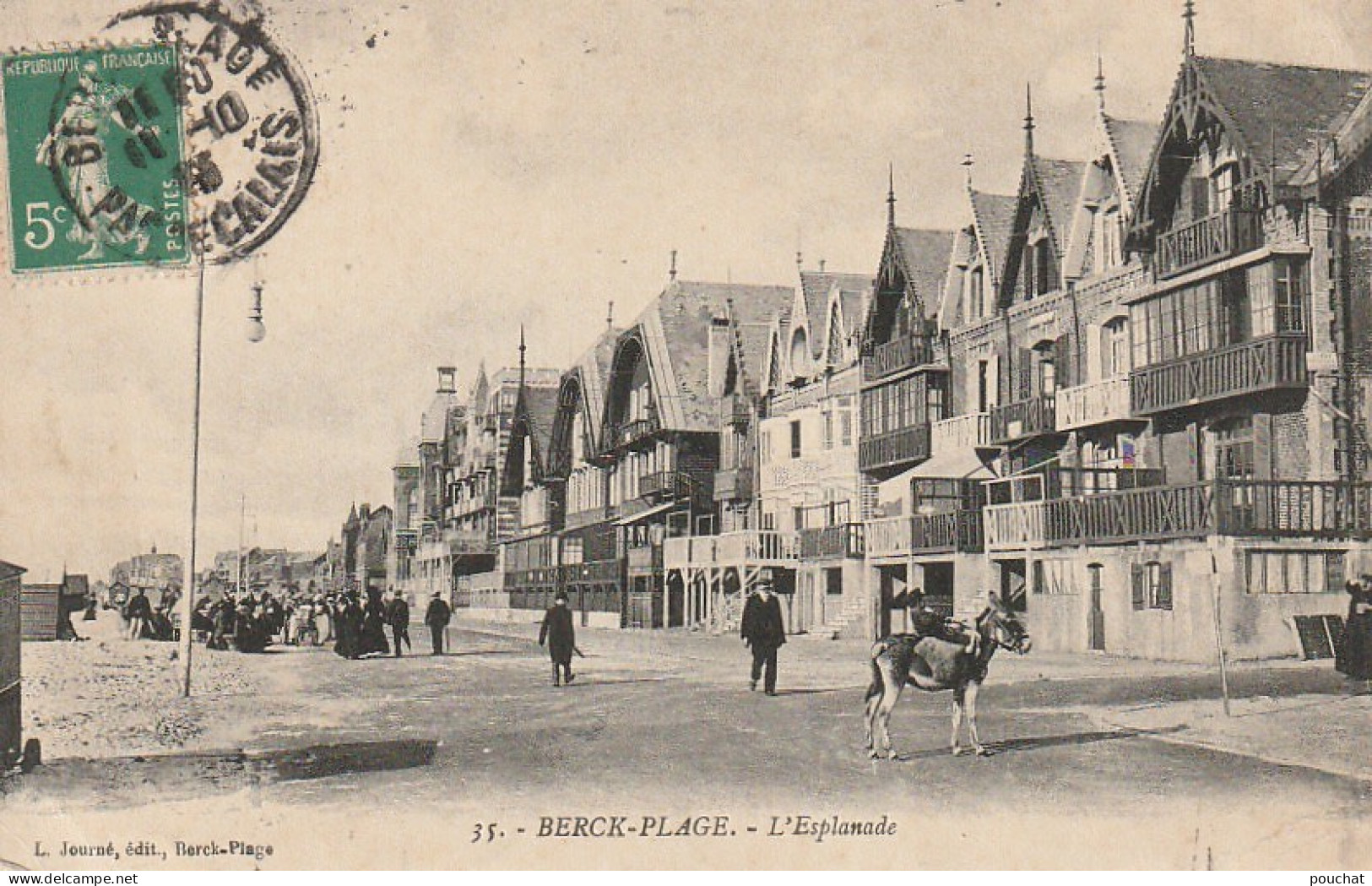 GU 8 -(62) BERCK PLAGE  -  L'ESPLANADE  - ENFANT A DOS D'ANE , PROMENEURS - VILLAS -  2 SCANS - Berck