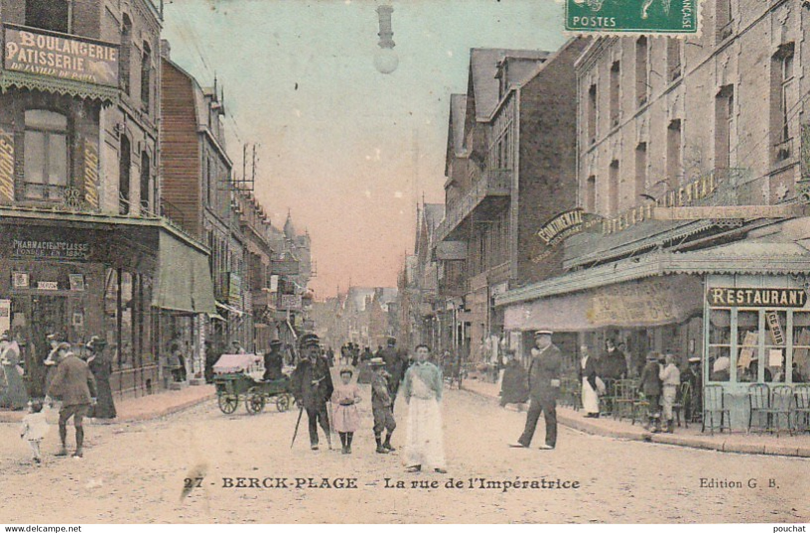 GU 10 -(62) BERCK PLAGE - LA RUE  DE L'IMPERATRICE - COMMERCES : RESTAURANT , BOULANGERIE - ANIMATION  - CARTE COLORISEE - Berck