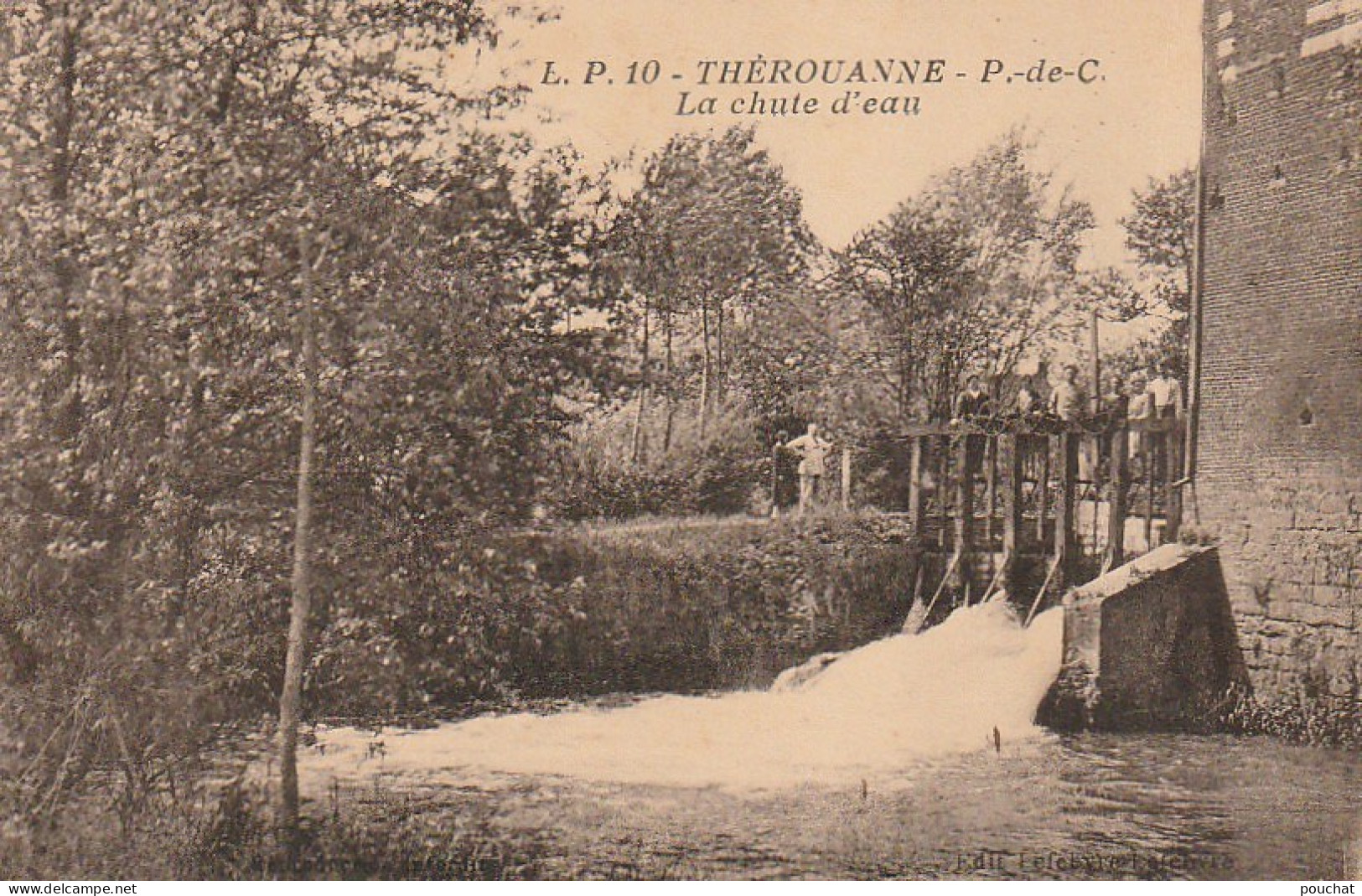 GU 10 -(62) THEROUANNE  -  LA CHUTE D'EAU - PROMENEURS SUR LE BARRAGE   - 2 SCANS - Otros & Sin Clasificación