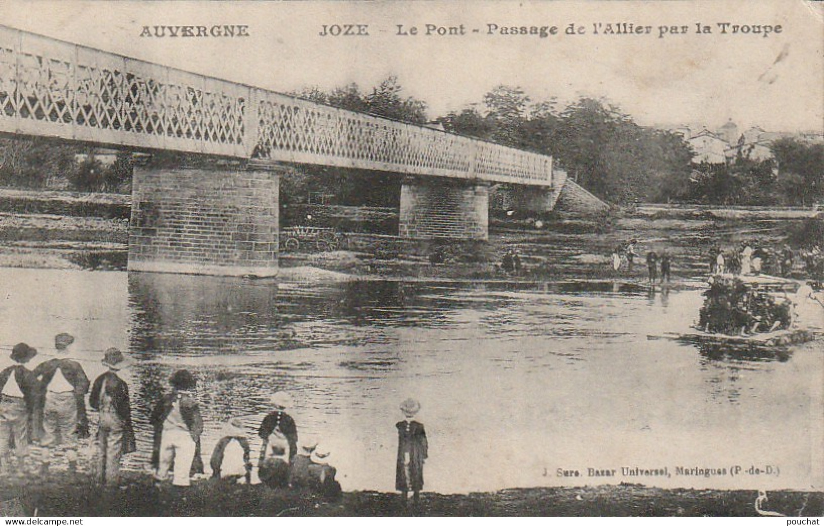 GU 12 -(63) JOZE -  LE PONT - PASSAGE DE L'ALLIER PAR LA TROUPE - ANIMATION - ENFANTS SUR LES BERGES - PASSEUR - 2 SCANS - Autres & Non Classés