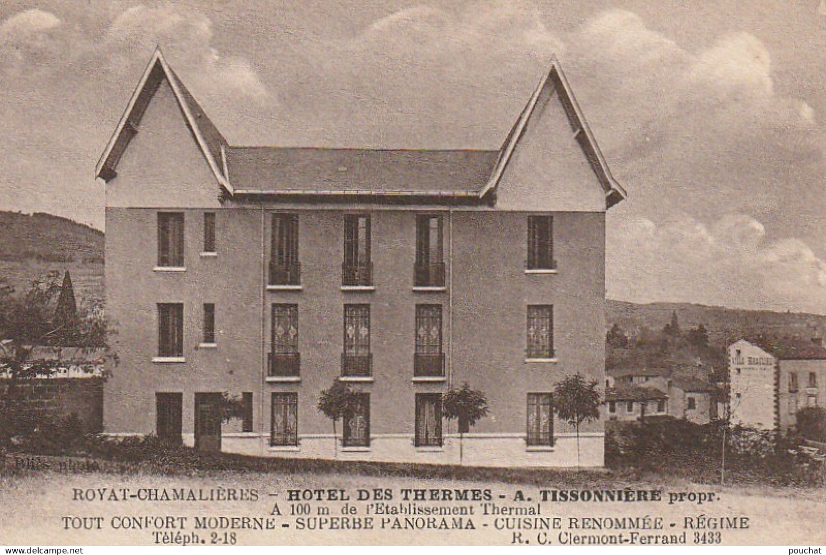 GU 12 -(63) ROYAT CHAMALIERES - HOTEL DES THERMES  - PROPRIETAIRE :  A.TISSONNIERE -    2 SCANS - Royat