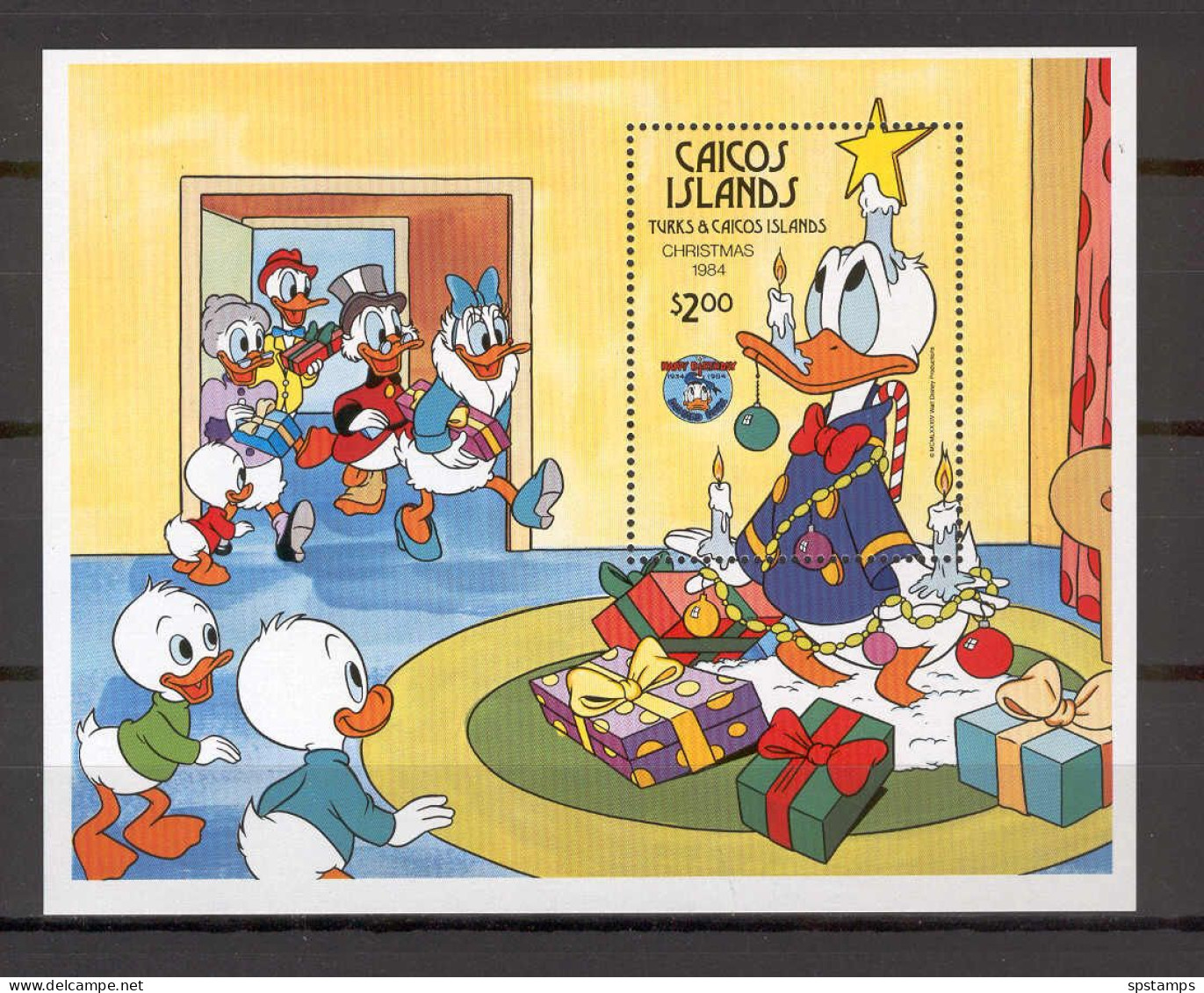 Disney Turks & Caicos 1984 Christmas MS MNH - Disney