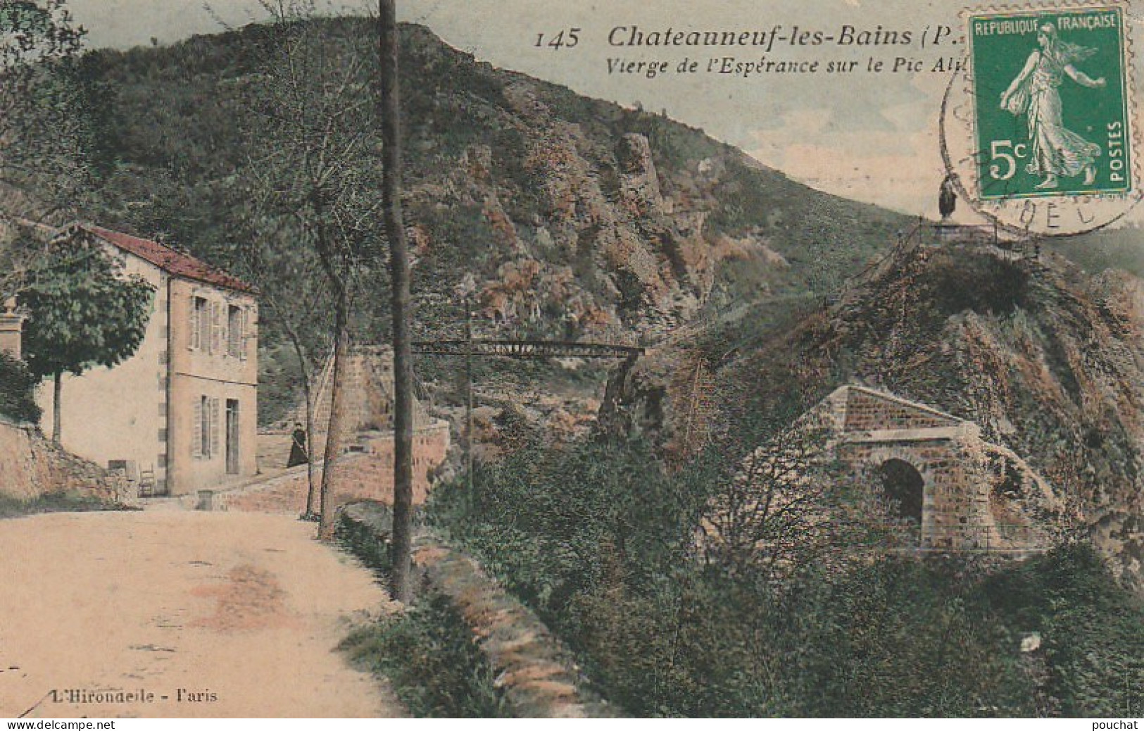 GU 13 -(63) CHATEAUNEUF LES BAINS  -  VIERGE DE L'ESPERANCE SUR LE PIC ALIBERT - CARTE COLORISEE  -  2 SCANS - Andere & Zonder Classificatie