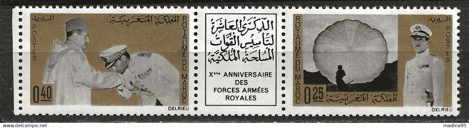 MAROC: **, N° YT 505A, Paire Cdf Daté Découpé, Retourné Et Collé, B - Morocco (1956-...)