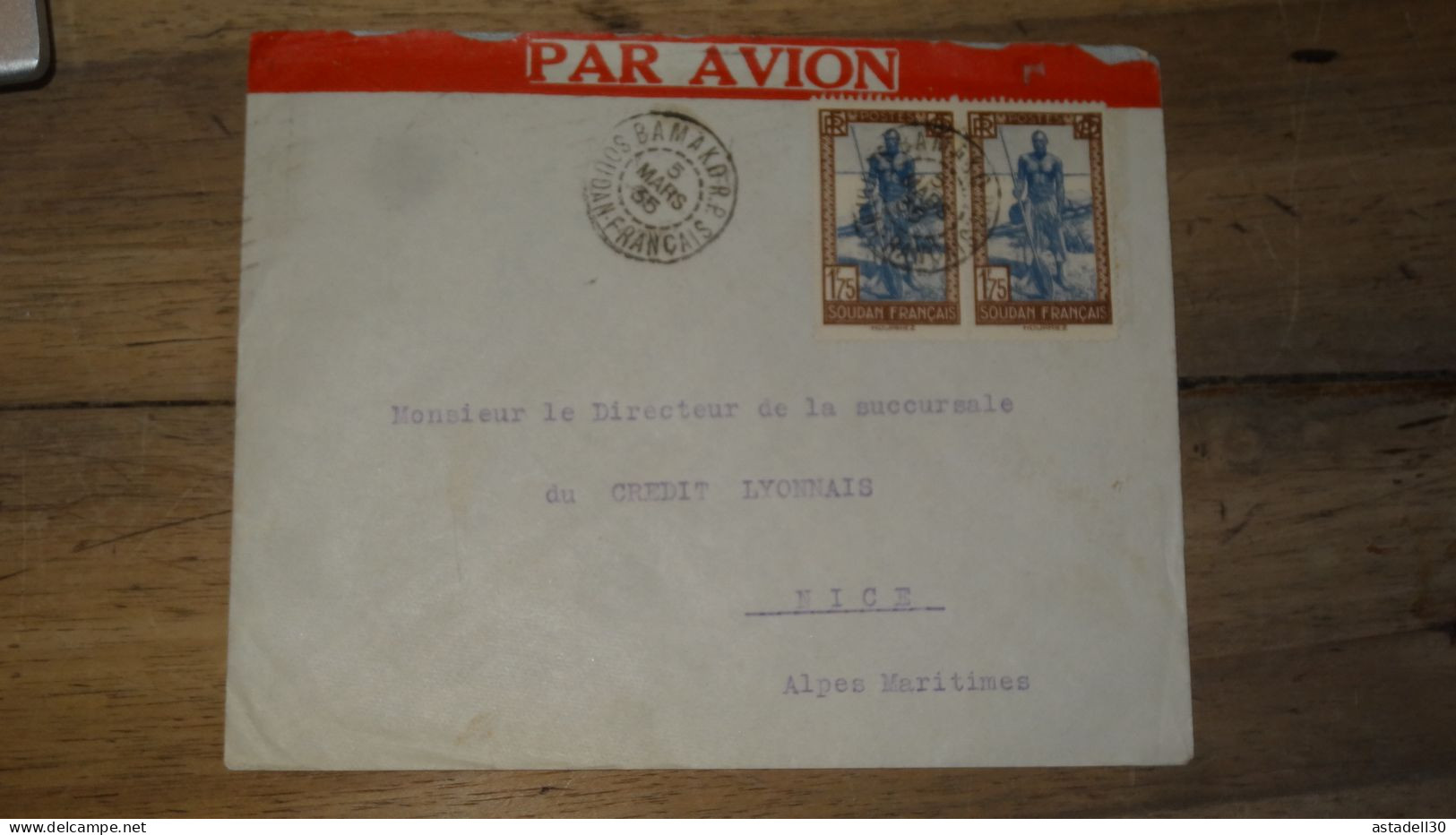 Enveloppe Soudan, Cachet Bamako 1935, Par Avion   ......... Boite1 ...... 240424-55 - Briefe U. Dokumente