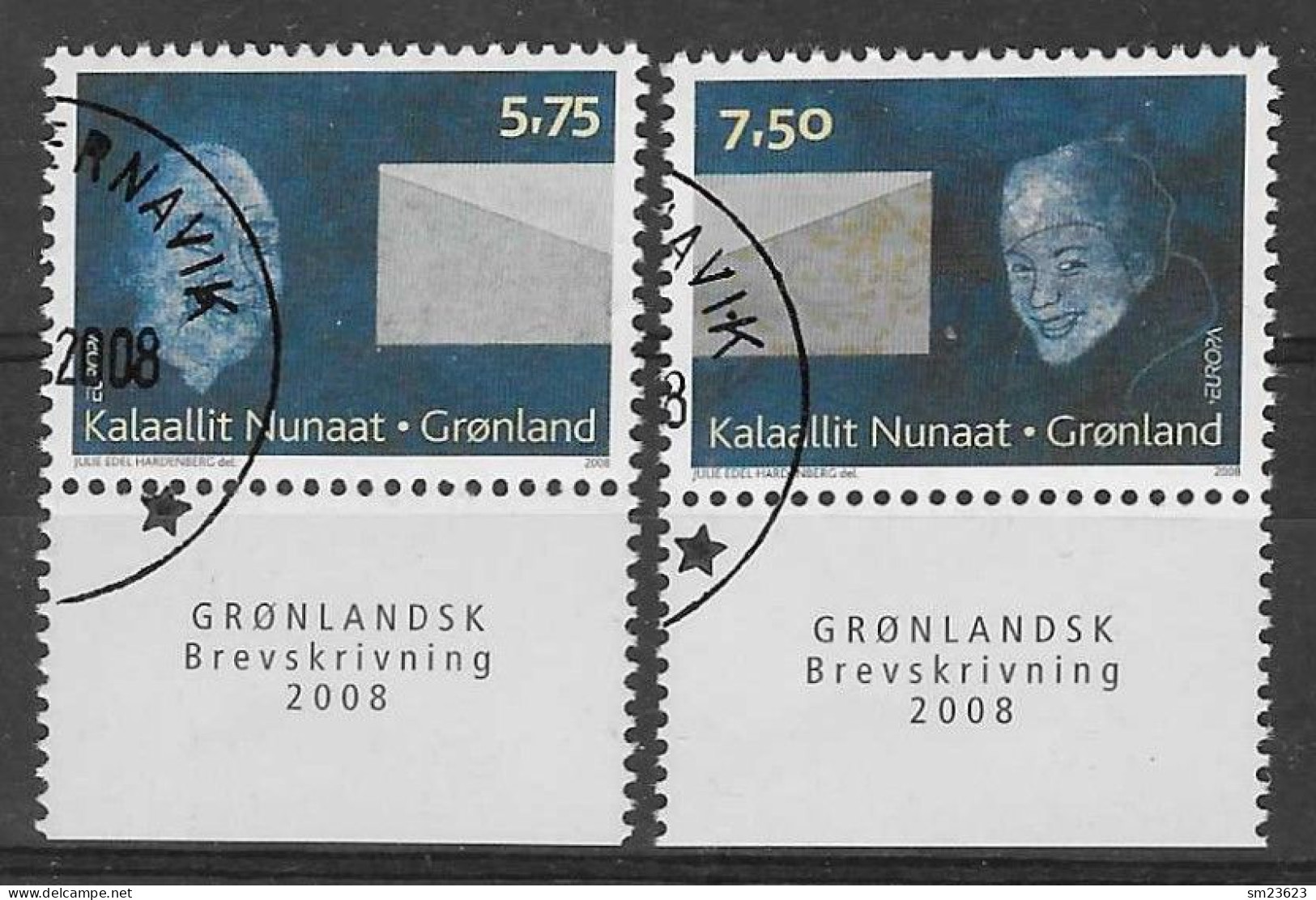 Kalaallit Nunaata / Grönland  2008  Mi.Nr. 502 / 503 , EUROPA CEPT / Der Brief - Gestempelt / Fine Used / (o) - Used Stamps