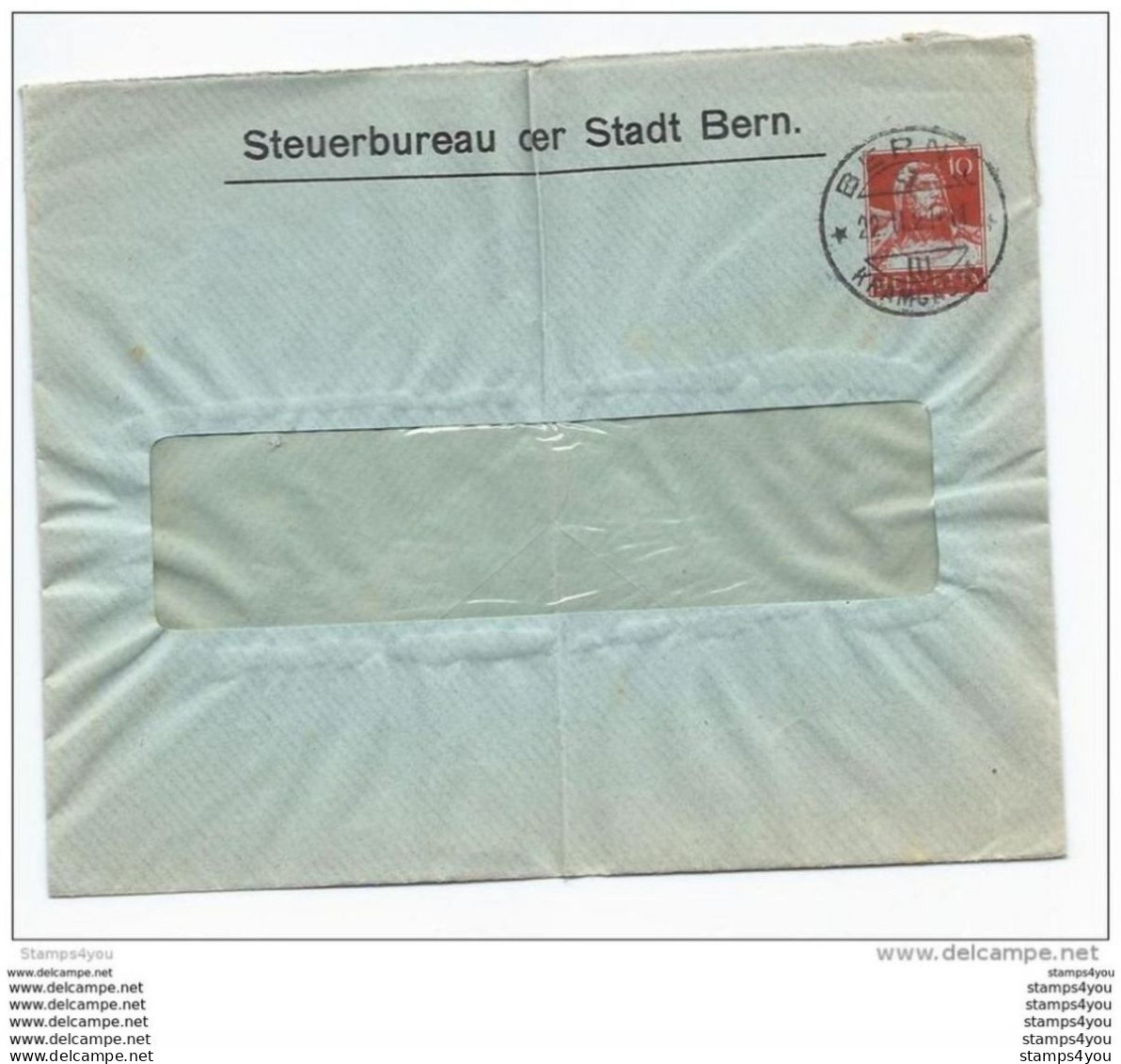 11-75 - Entier Postal Privé  "Steuerbureau Der Stadt Bern 1921 - Attention Pli Vertical - Postwaardestukken