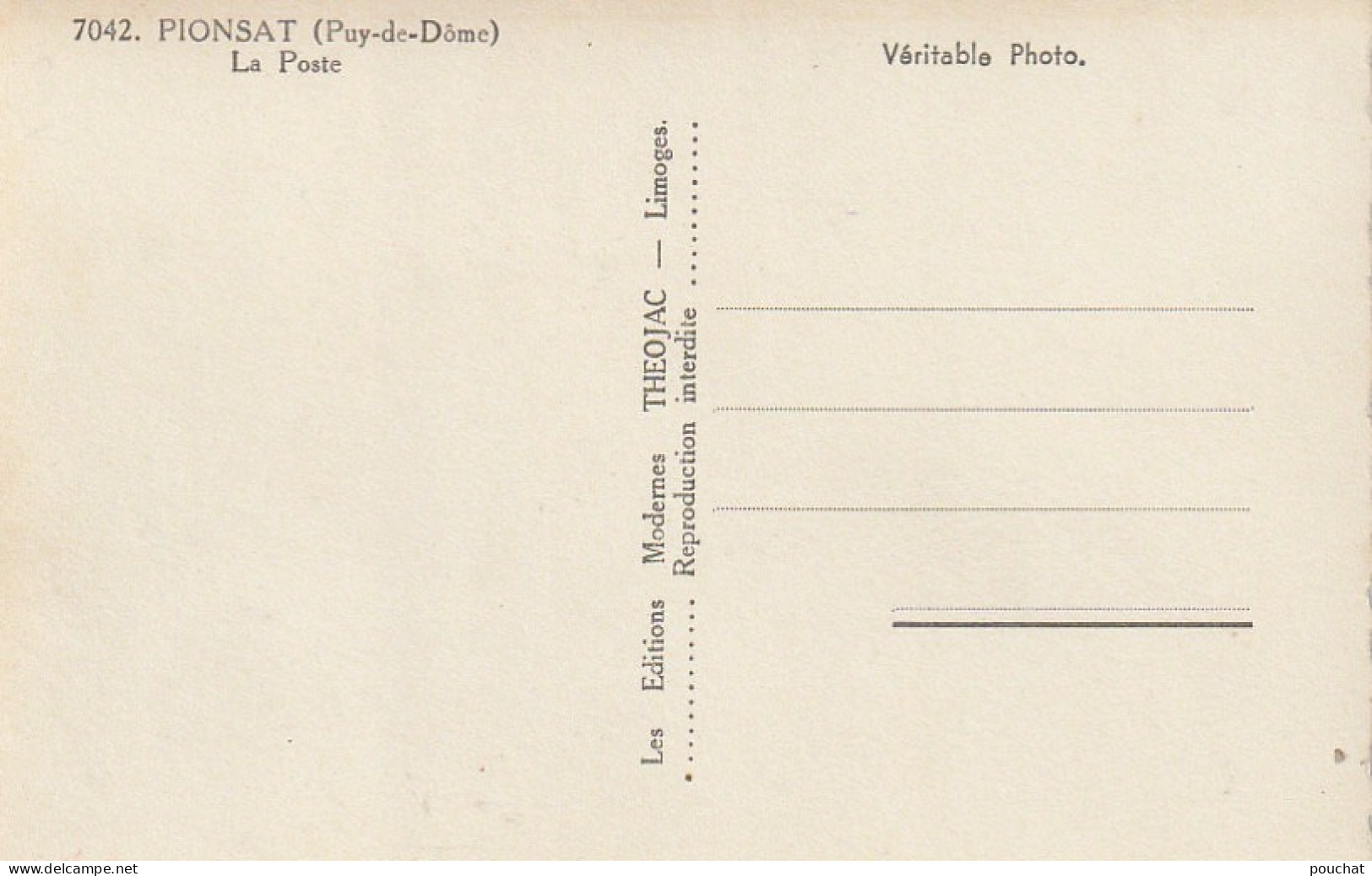 GU 14 -(63) PIONSAT  - LA POSTE - ANIMATION - VILLAGEOIS  -  2 SCANS - Andere & Zonder Classificatie