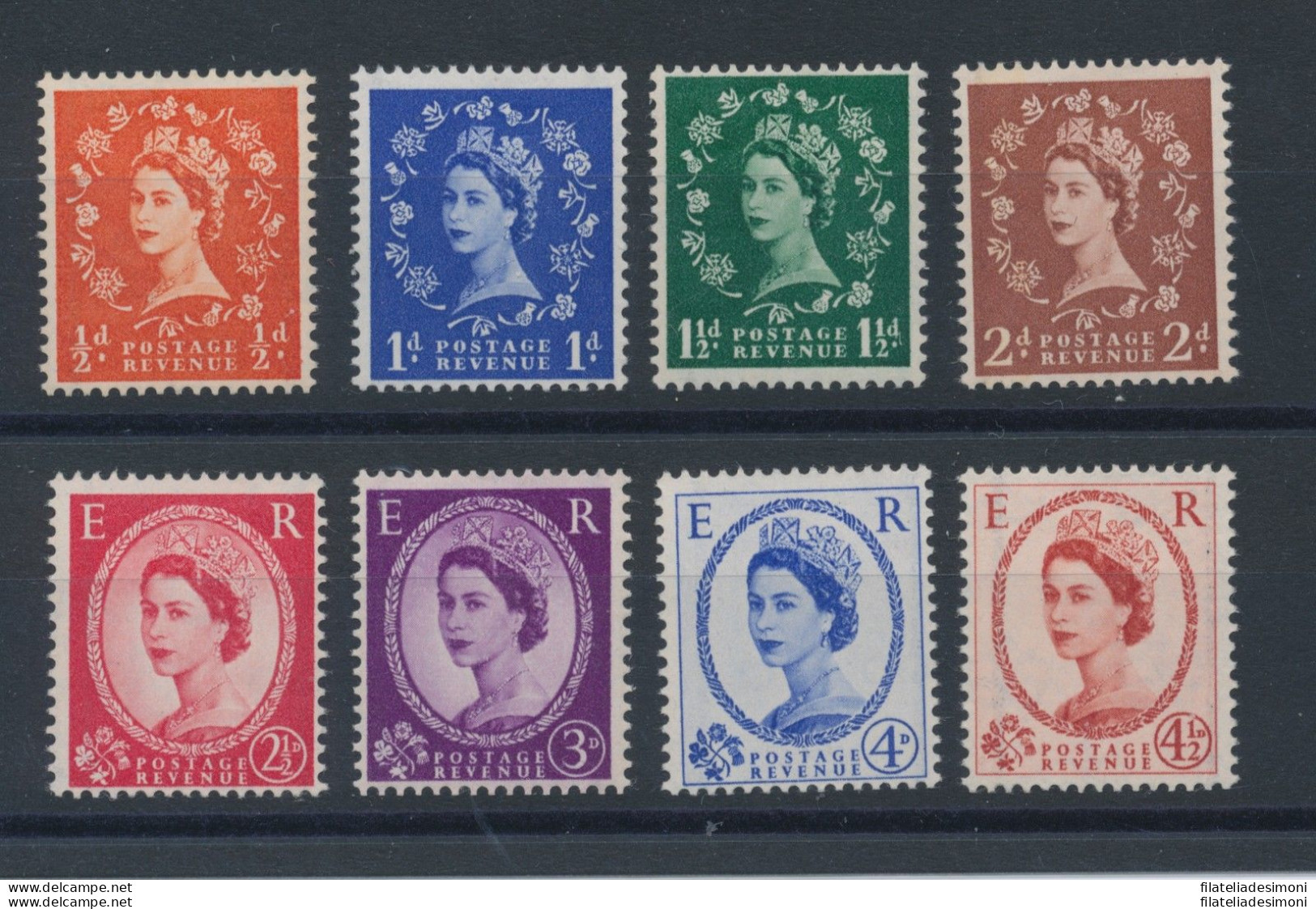 1958/59 GRAN BRETAGNA GREATBRITAIN ElisabettaII 343/50 Tipi 327/33 MNH** - Autres & Non Classés