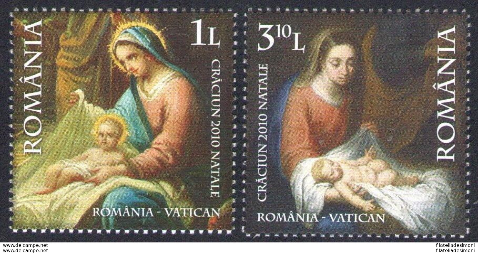 2010 Romania , Natale ,  2 Valori Emissione Congiunta - MNH ** - Gezamelijke Uitgaven