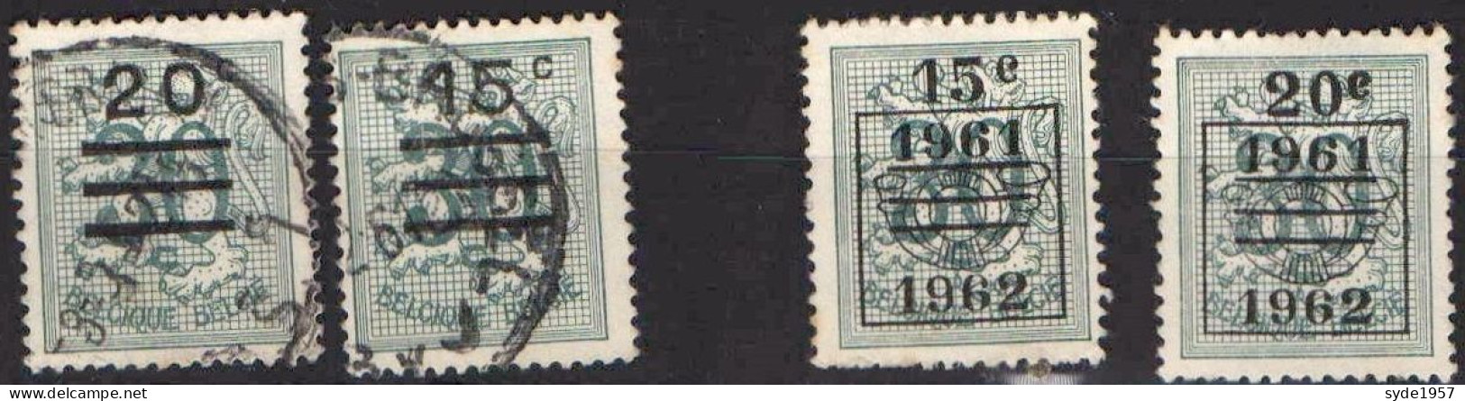 Belgique 1960-1961 Chiffre Sur Lion Héraldique Avec Surcharge - COB 1172, 1173, 1172A, 1173A - 1951-1975 Heraldischer Löwe (Lion Héraldique)